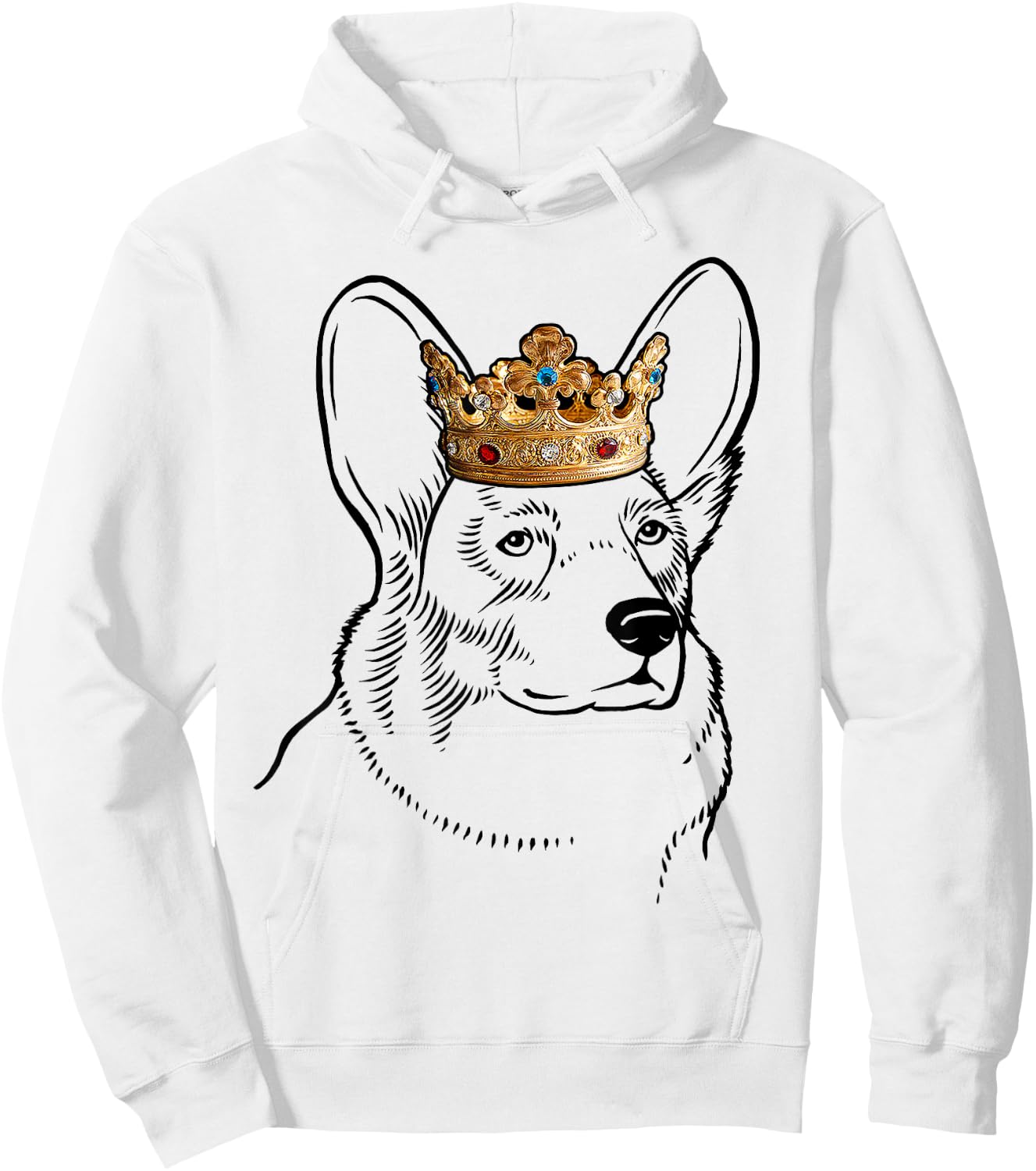 Cardigan Welsh Corgi Dog Wearing Crown Women Kids Hoodie - Hoodie | White