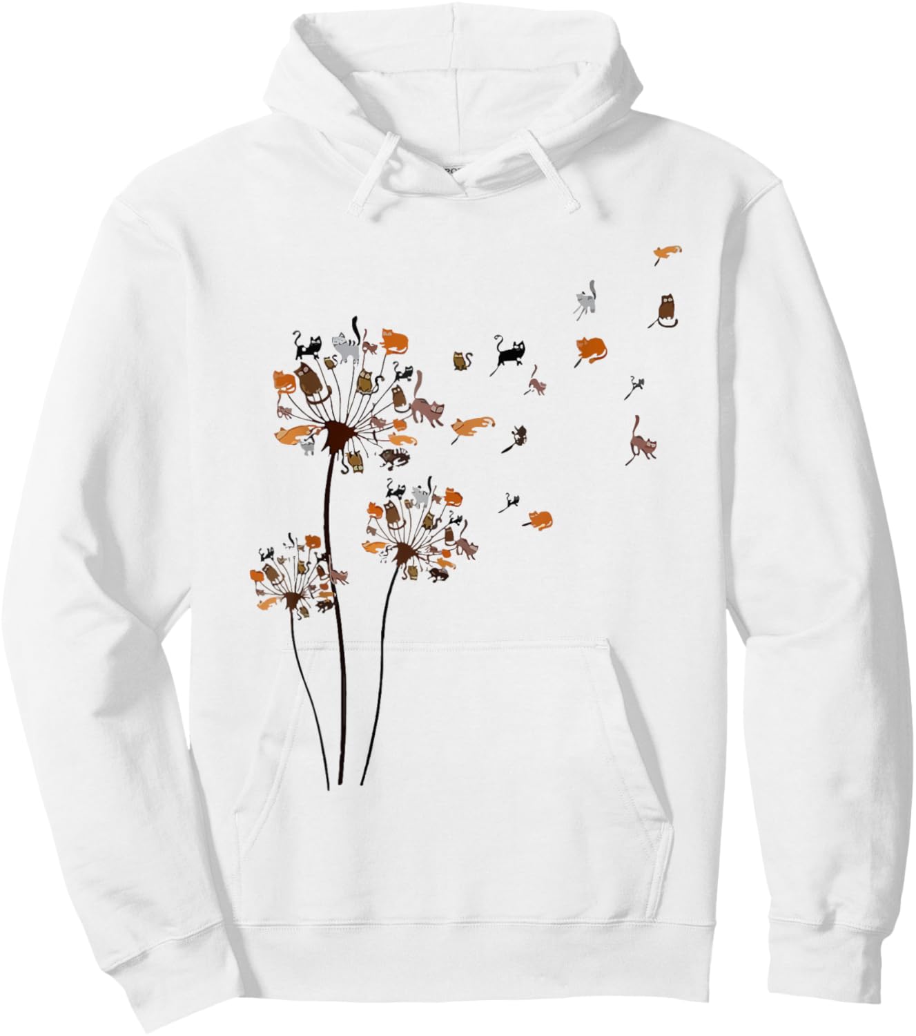 Cute Dandelion Cats Flower Colorful Pet Cat Funny Cat Mom Women Hoodie - Hoodie | White