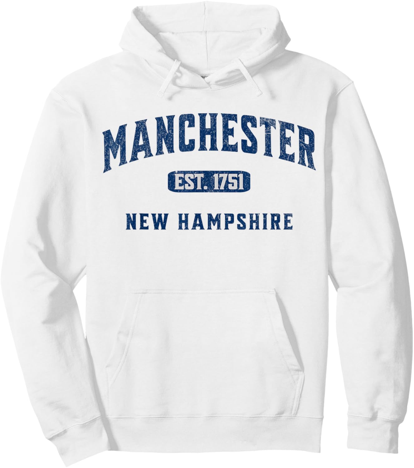 Vintage Athletic NH Souvenir Visit Manchester New Hampshire Hoodie - Hoodie | White