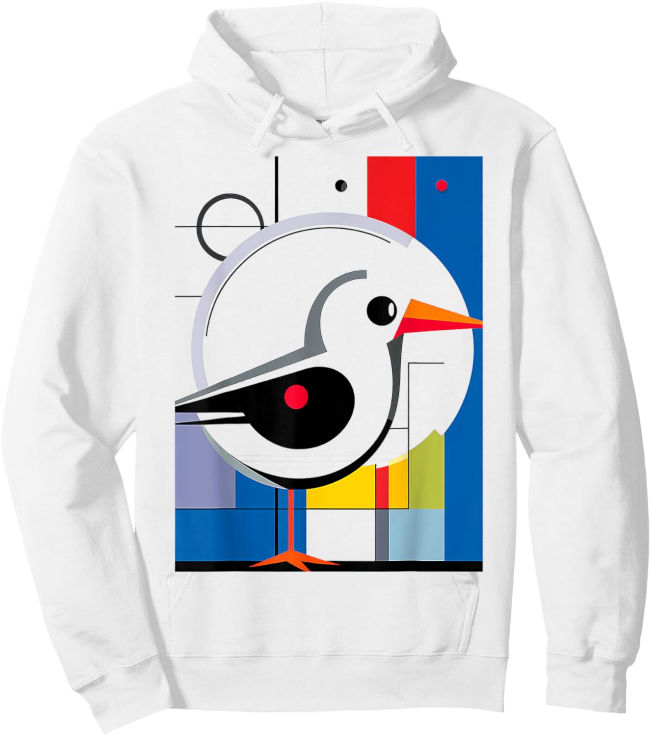 Bird Geoemtric Abstract Animal Art Colorful Graphic Bird Hoodie - Hoodie | White
