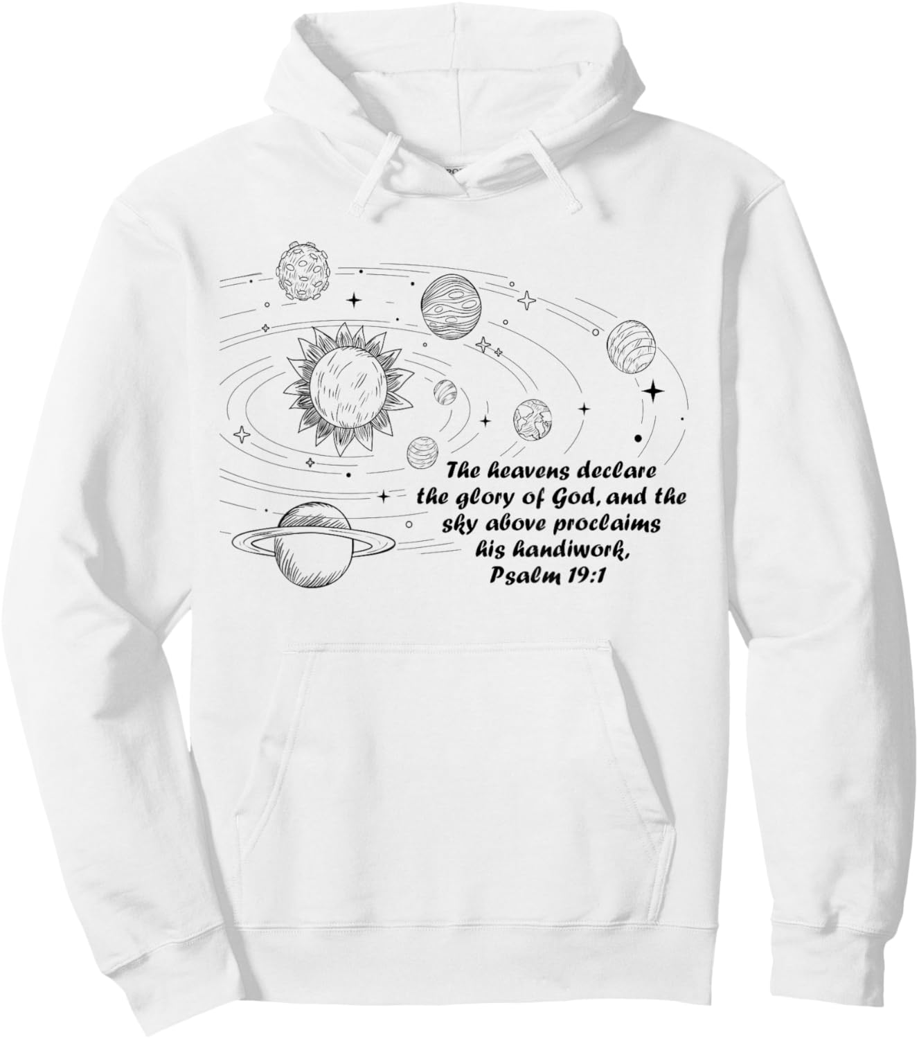Christian Psalm 19:1 Conversations Cycle 2 Space Planets Hoodie - Hoodie | White