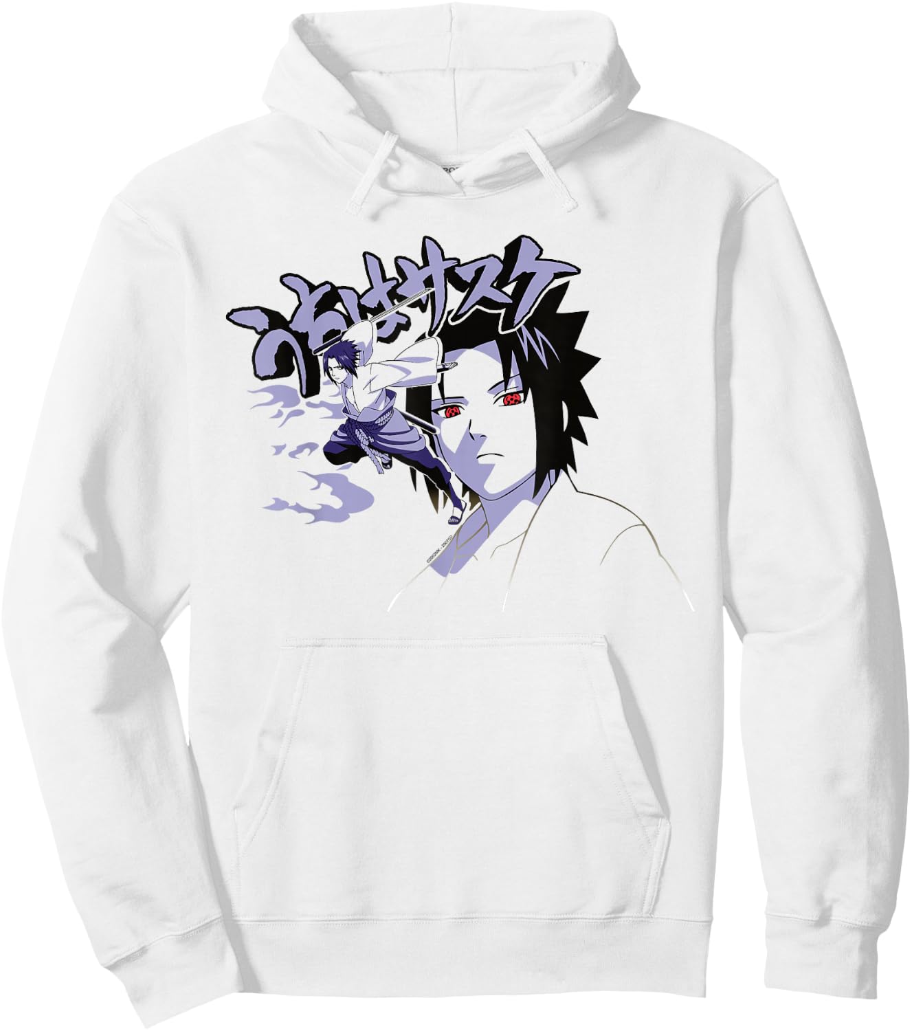 Naruto Shippuden Sasuke Curse Symbol with Jutsu Hoodie - Hoodie | White