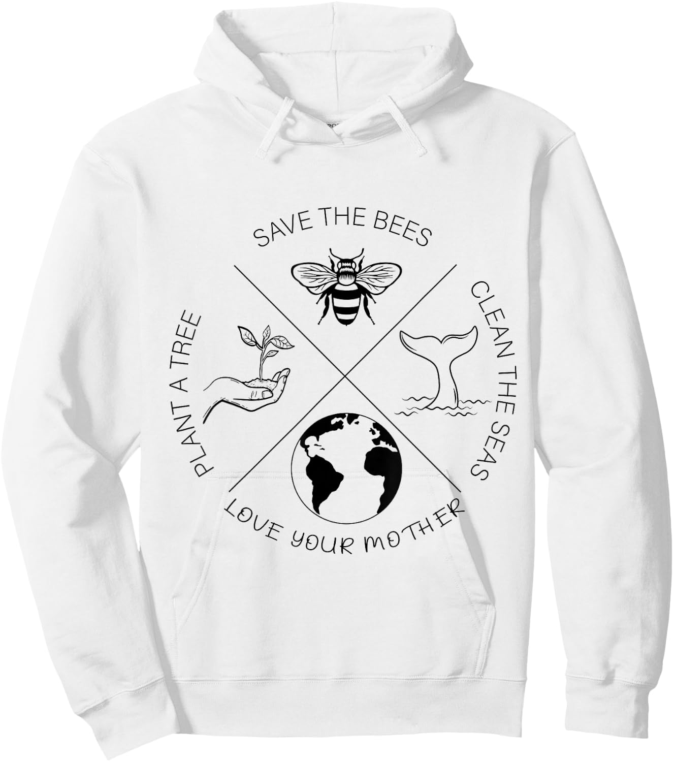 Earth Day Save The Bees Plant More Trees Clean The Seas Hoodie - Hoodie | White