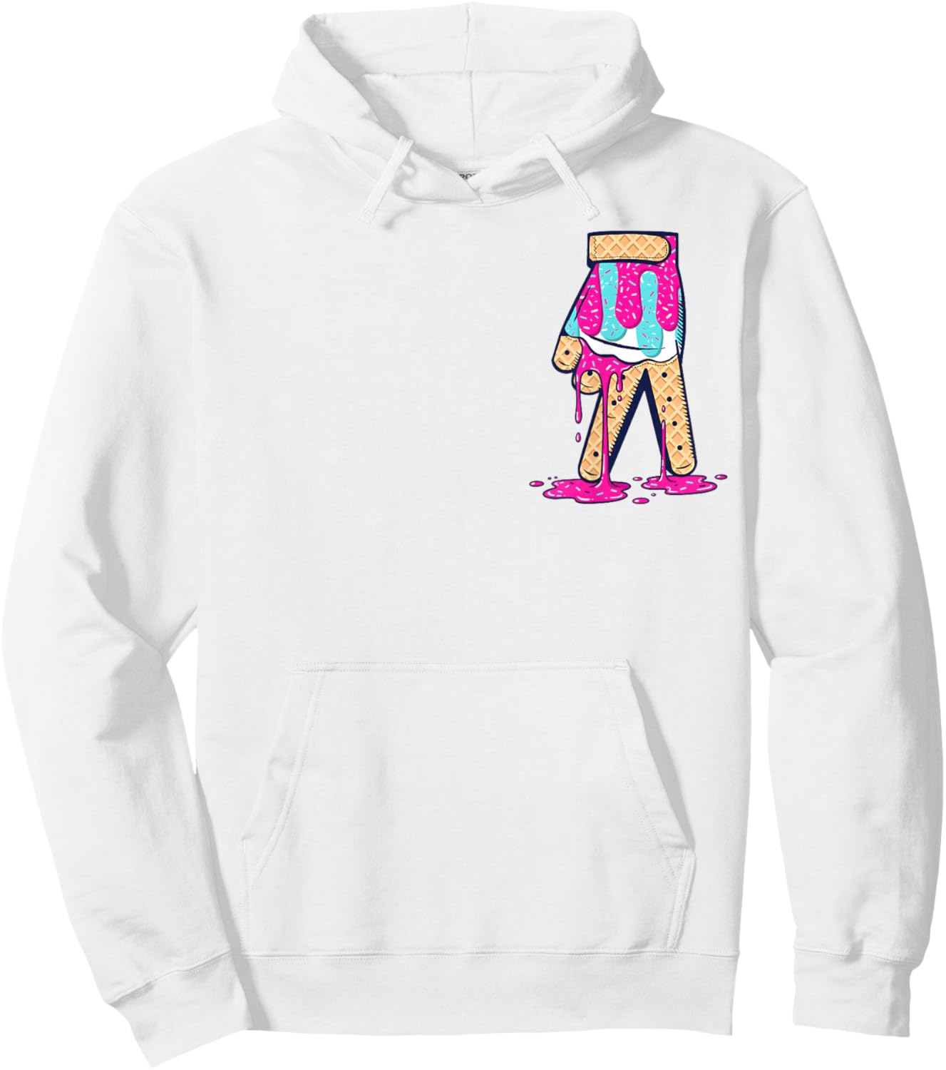 Baseball Ice Cream Drip Boys Home Plate Glove Respect Drip Hoodie - Hoodie | White