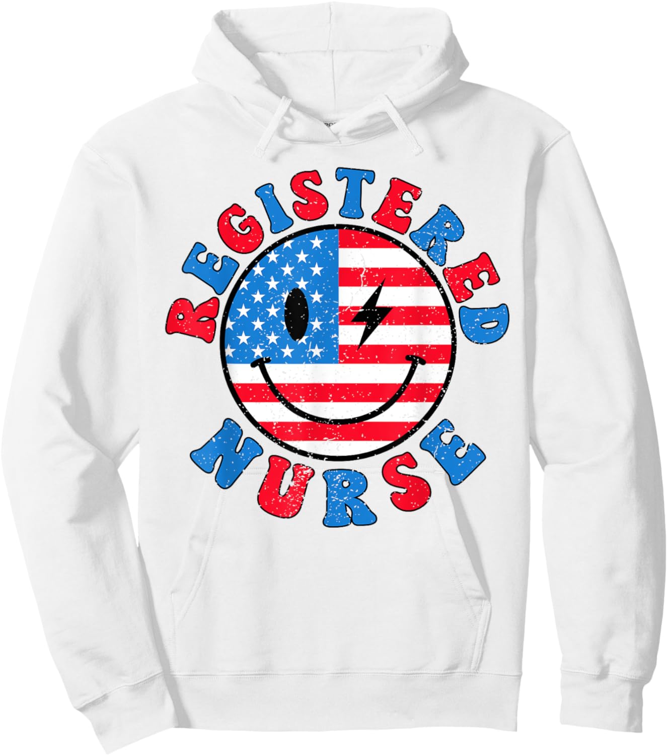 Registered Nurse 4th of July 2024 American Flag RN Nurse Hoodie - Hoodie | White