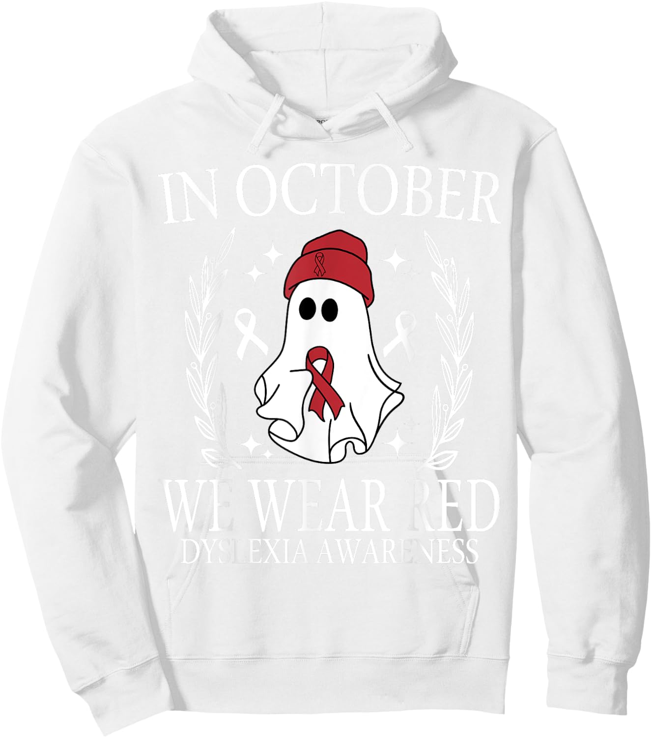 In October We Wear Red Dyslexia Awareness Student Teacher Hoodie - Hoodie | White