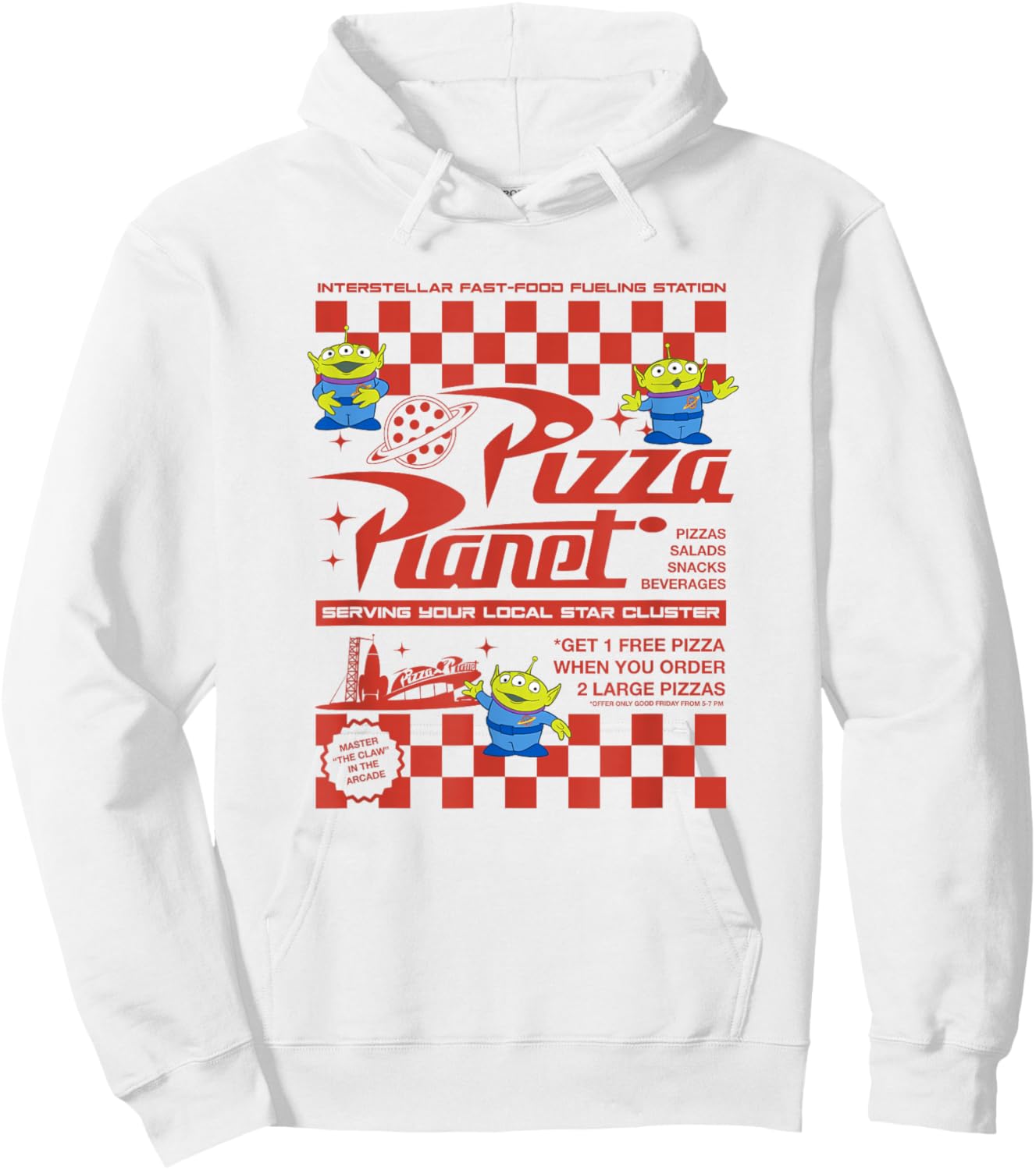 Disney Pixar Toy Story Pizza Planet Iconic Retro Flyer Logo Hoodie - Hoodie | White