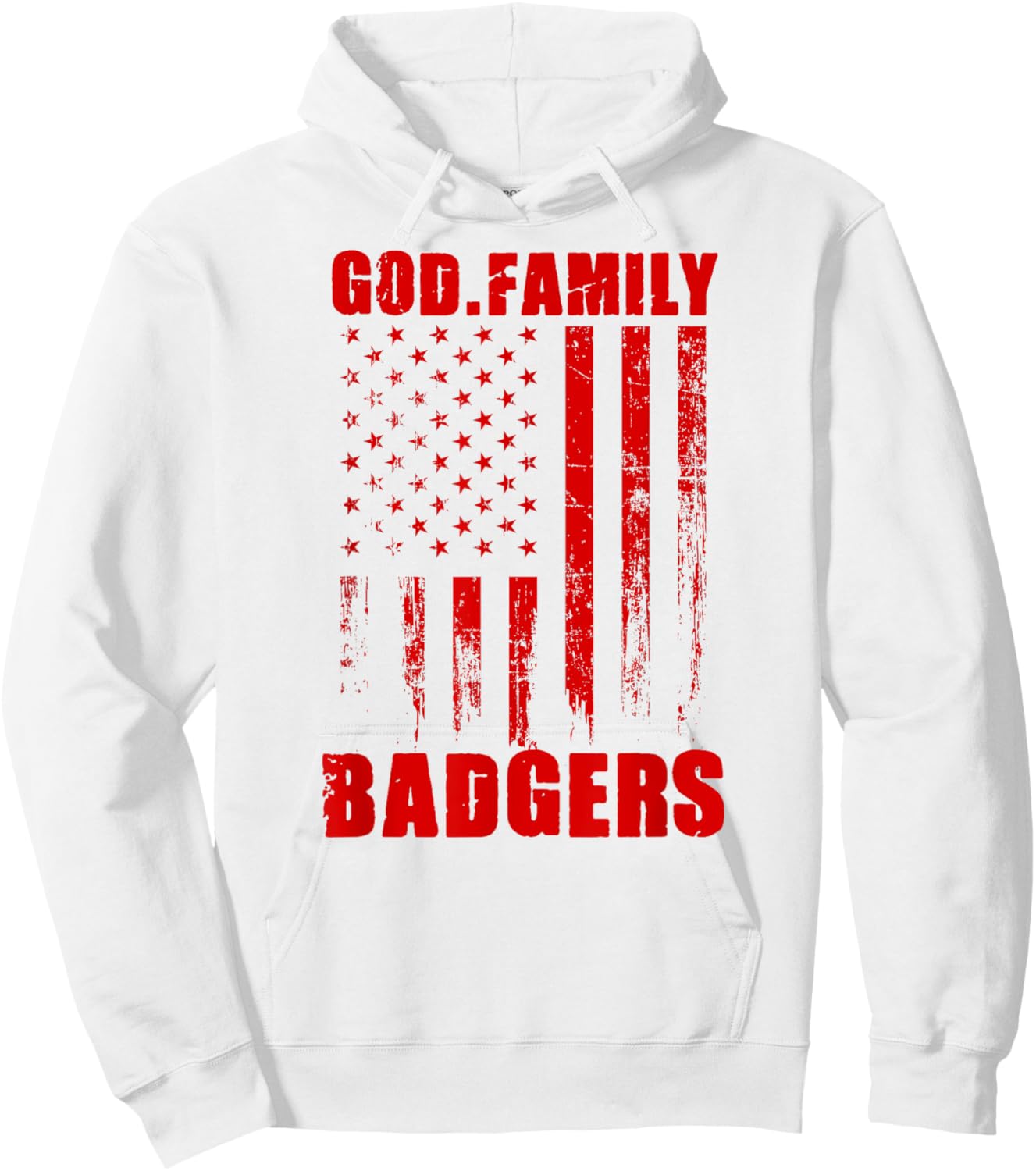 Arkadelphia Badgers God. Family. Vintage USA Flag Hoodie - Hoodie | White