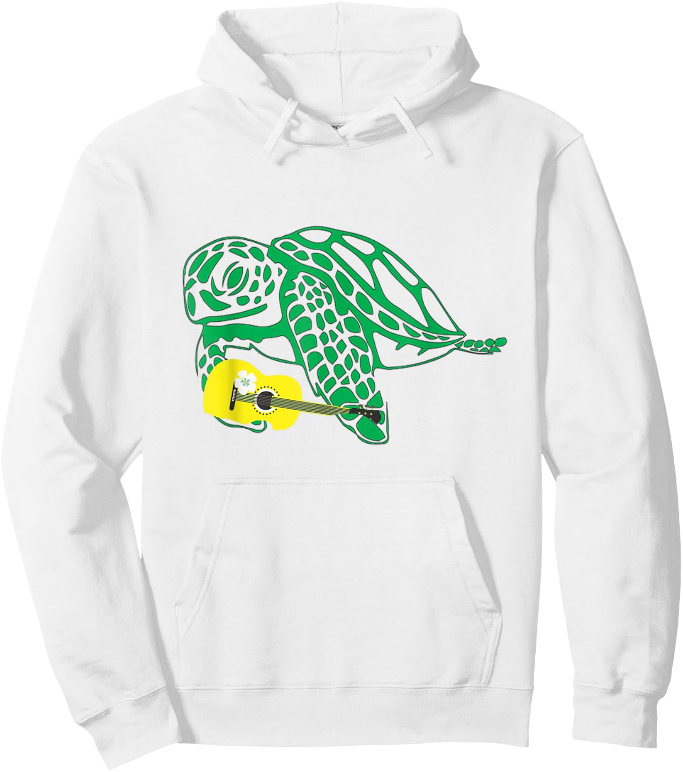 Sea Turtle Playing the Ukulele Guitar Hawaii Florida Aloha Hoodie - Hoodie | White