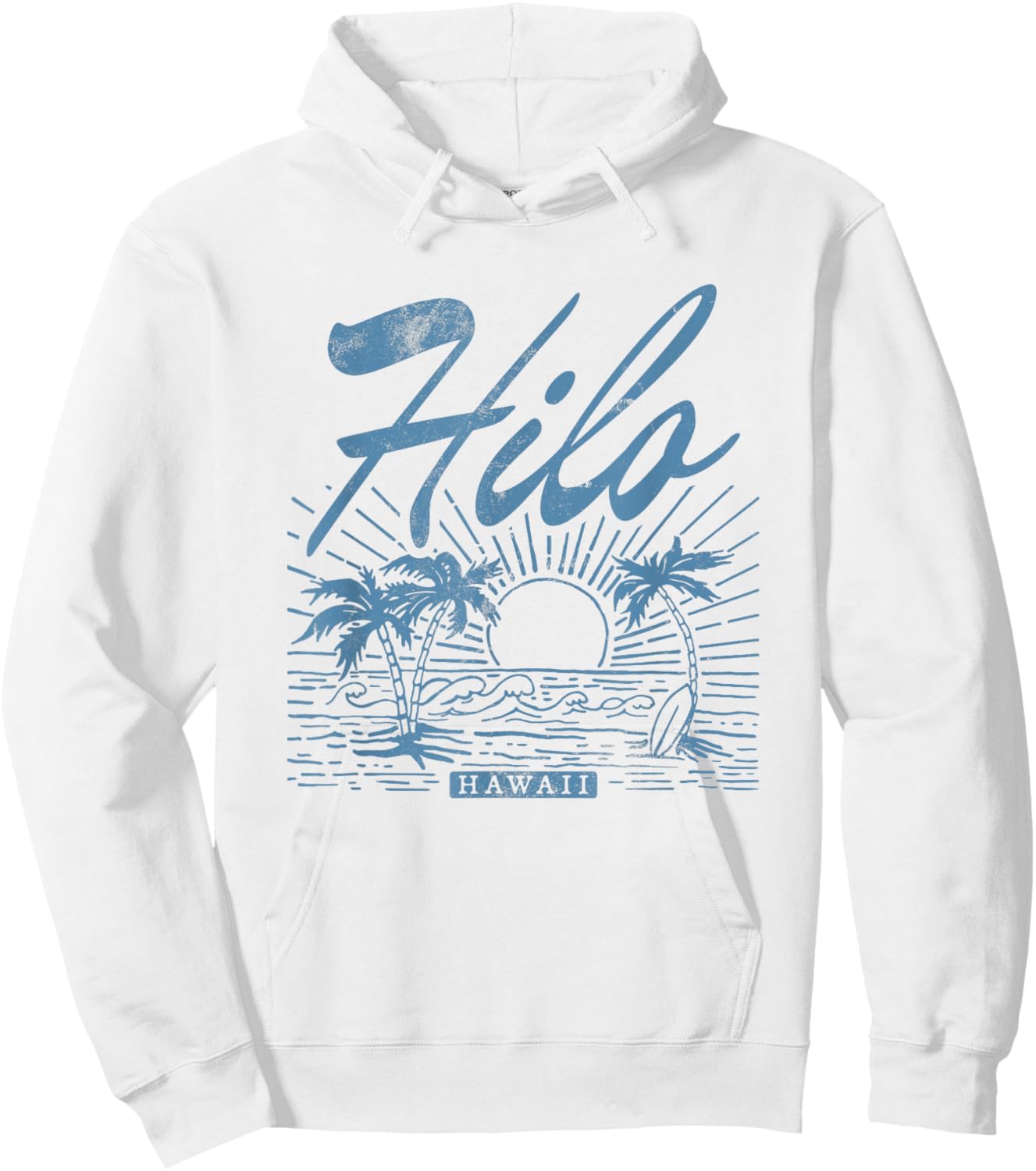 Hilo Hawaii Vintage Distressed Beach Men Women Hoodie - Hoodie | White