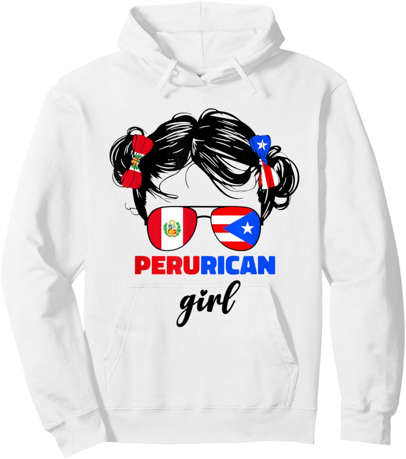 Half Peruvian And Puerto Rican Rico Peru Flag Girls Kids Mix Hoodie - Hoodie | White