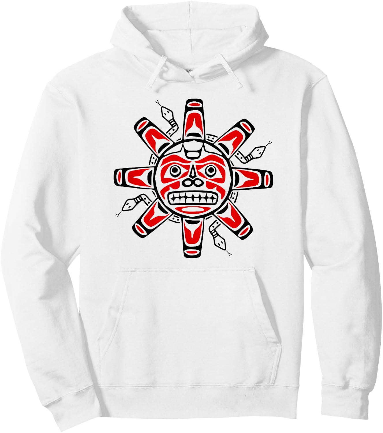 Sun Symbol Abstract Haida Art Pacific Northwest Coast Snakes Hoodie - Hoodie | White