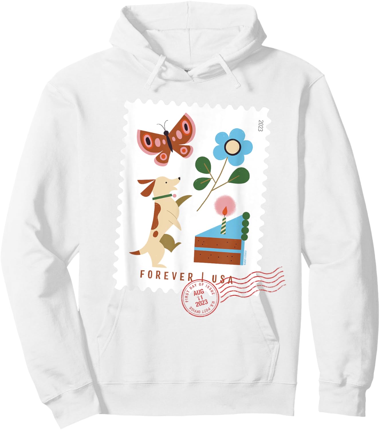 USPS Thinking Of You Postmark - Dog Stamp Hoodie - Hoodie | White