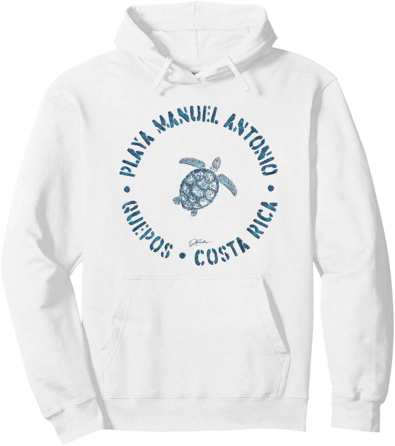 JCombs: Playa Manuel Antonio Sea Turtle (Distressed) Hoodie - Hoodie | White