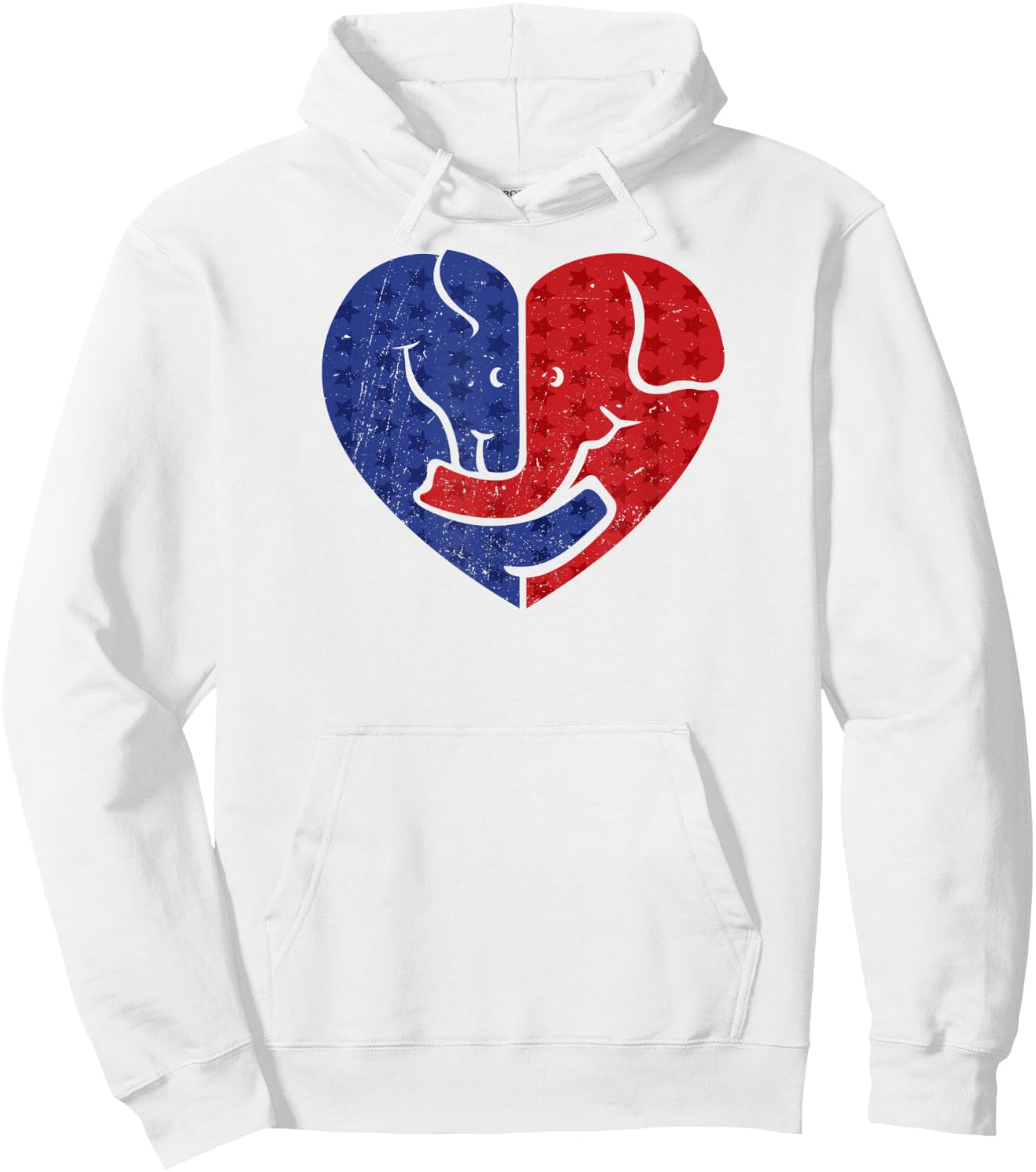 Democratic Donkey and Republican Elephant Love Heart Hoodie - Hoodie | White