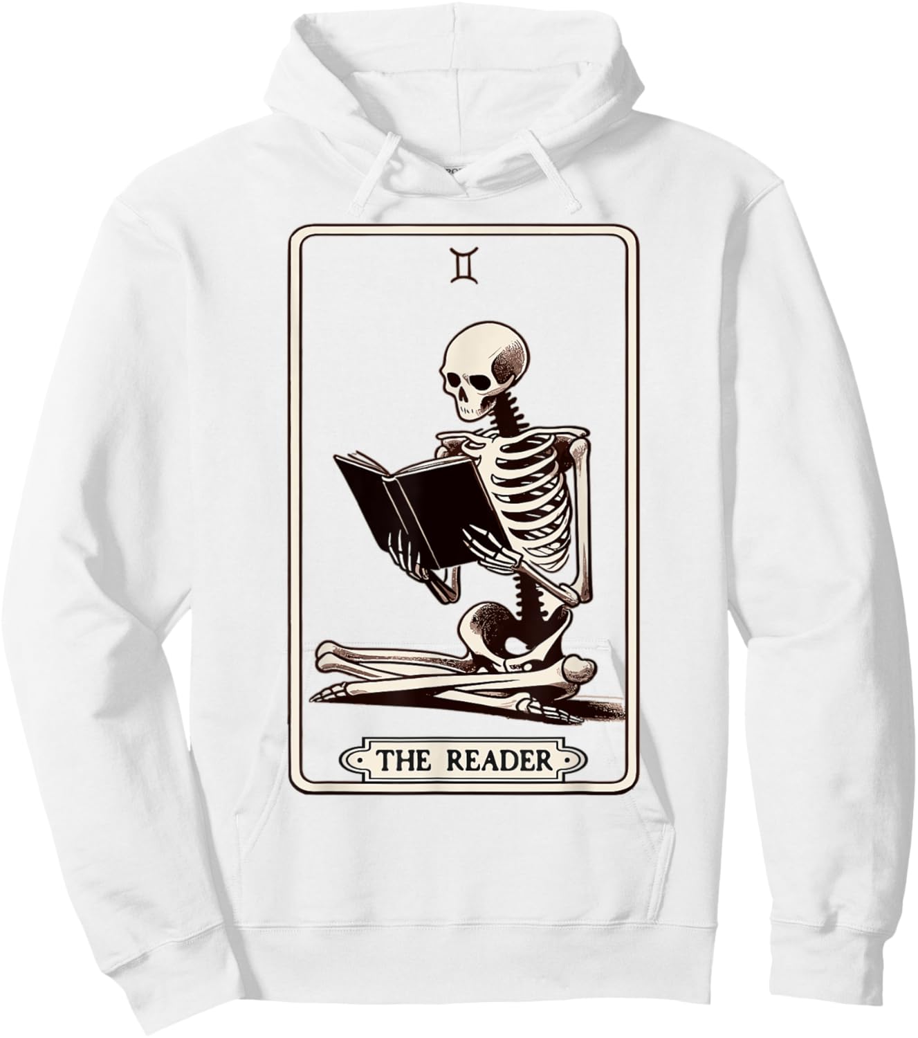 The Reader Tarot Card Funny Book Lover Skeleton Reading Book Hoodie - Hoodie | White