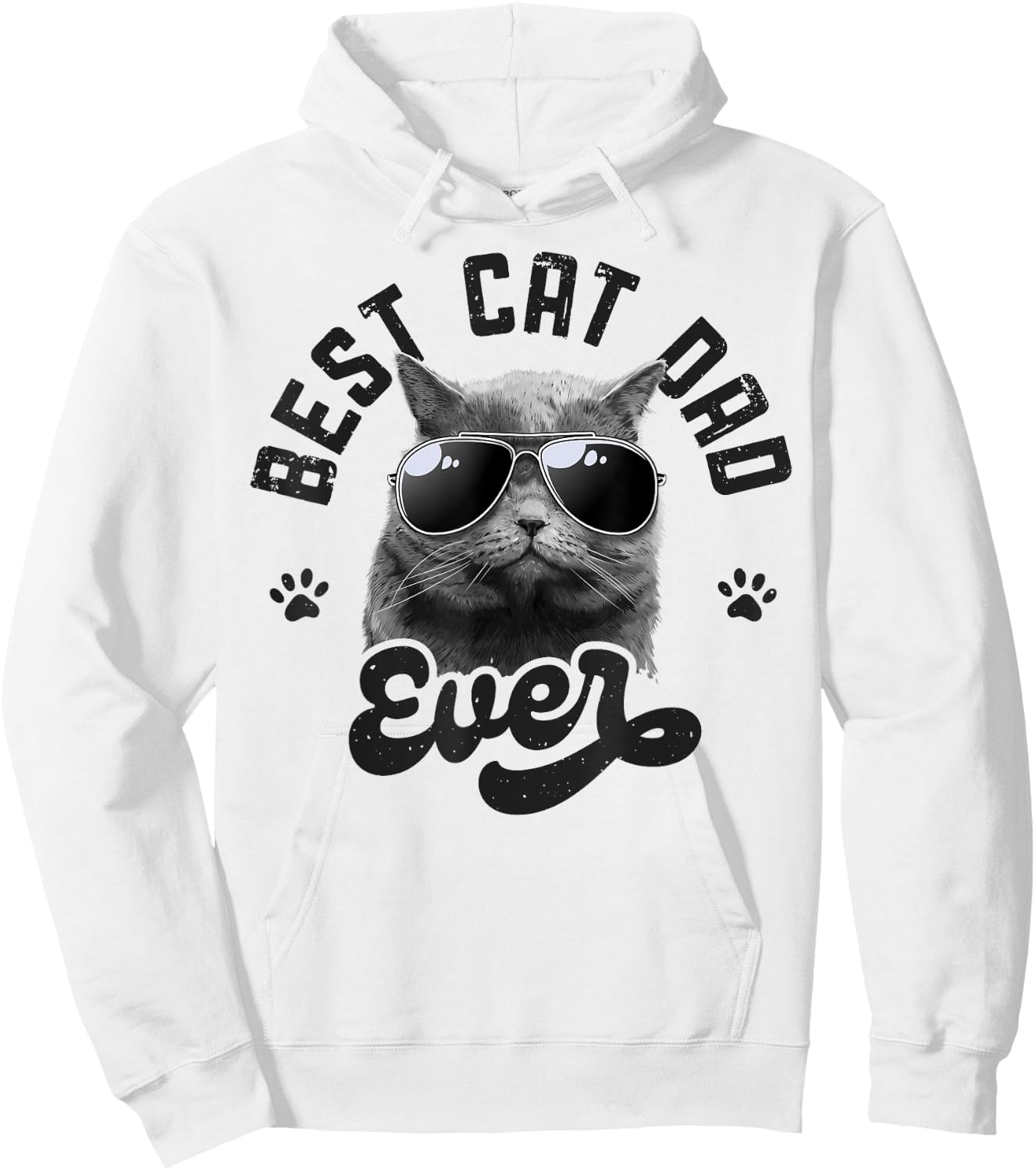 Best Cat Dad Ever Funny Daddy Father's Day Retro Vintage Men Hoodie - Hoodie | White