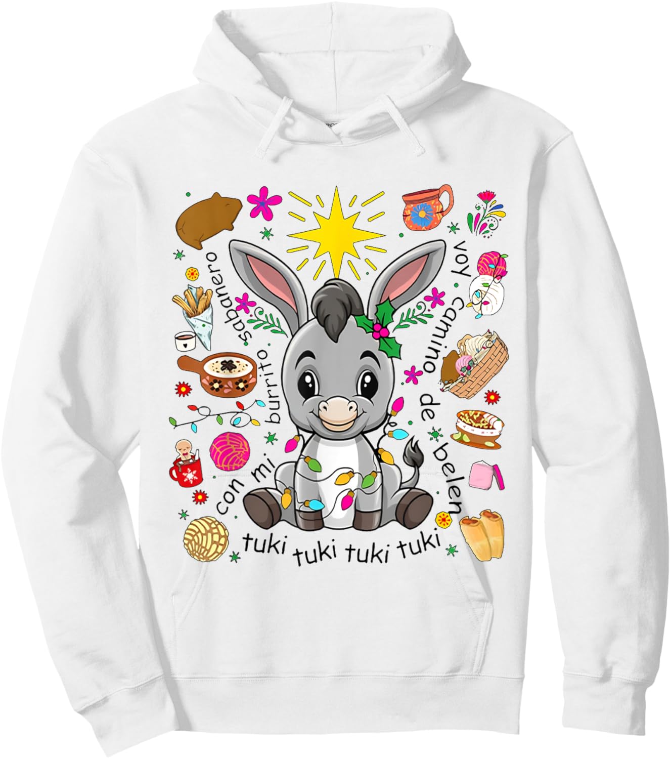 Mi Burrito Sabanero Mexican Tuki Tuki Donkey Latino Xmas Hoodie - Hoodie | White