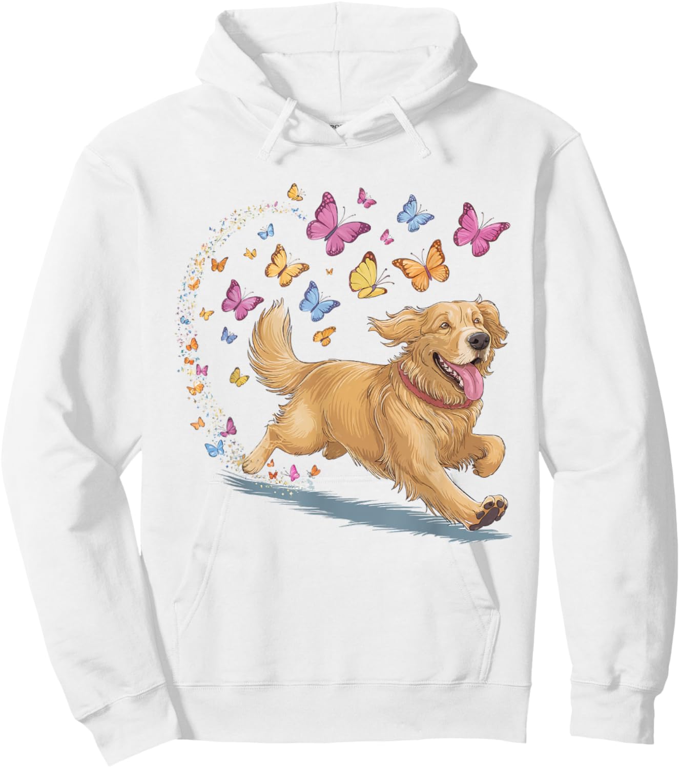 Dog Chases Butterflies Golden Retriever Butterfly Hoodie - Hoodie | White