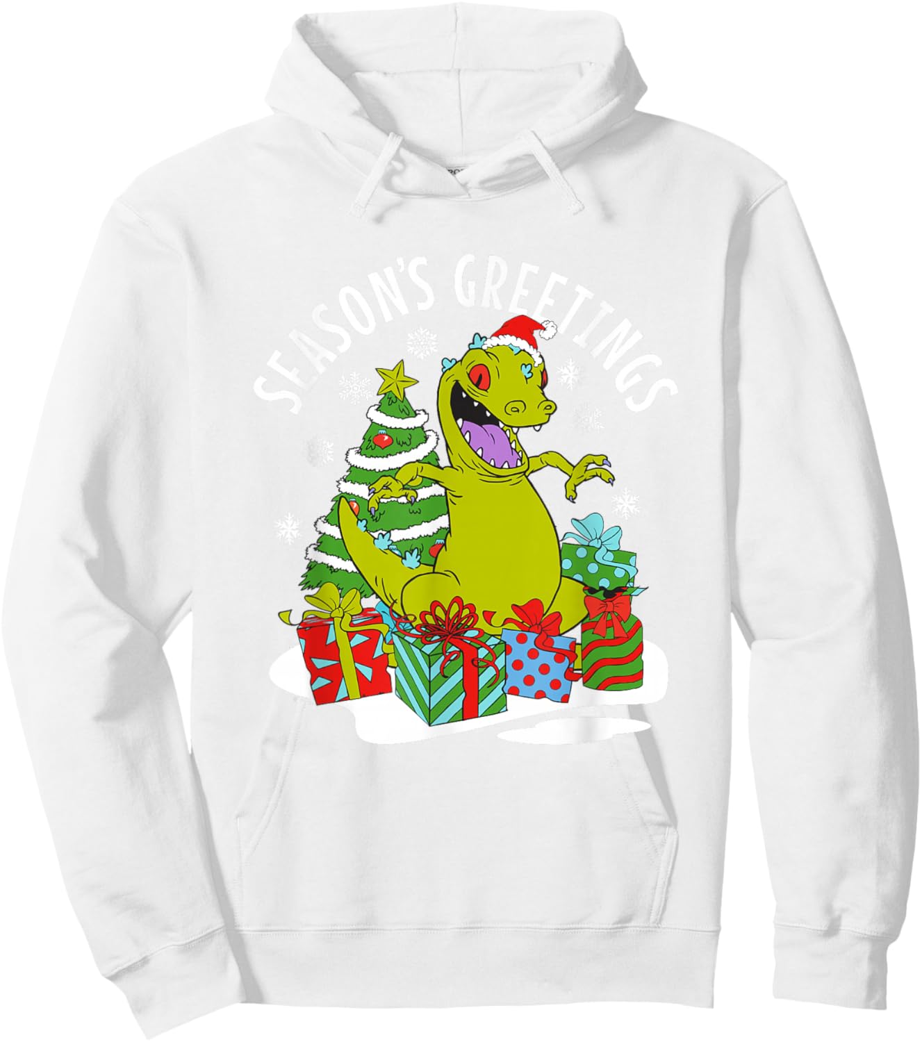 Rugrats Christmas Season's Greetings Happy Reptar Poster Hoodie - Hoodie | White