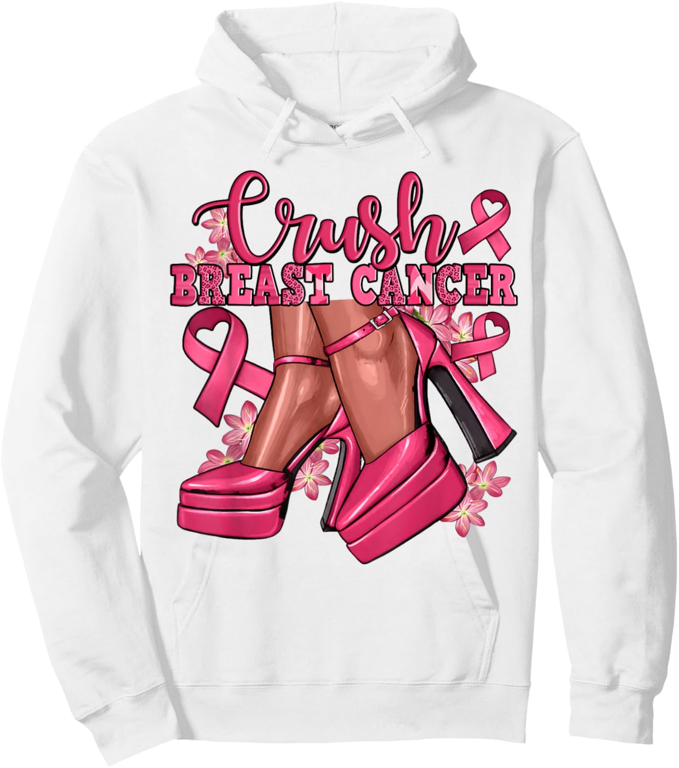 Crush Breast Cancer Bling Pink Ribbon Awareness October Gift Hoodie - Hoodie | White