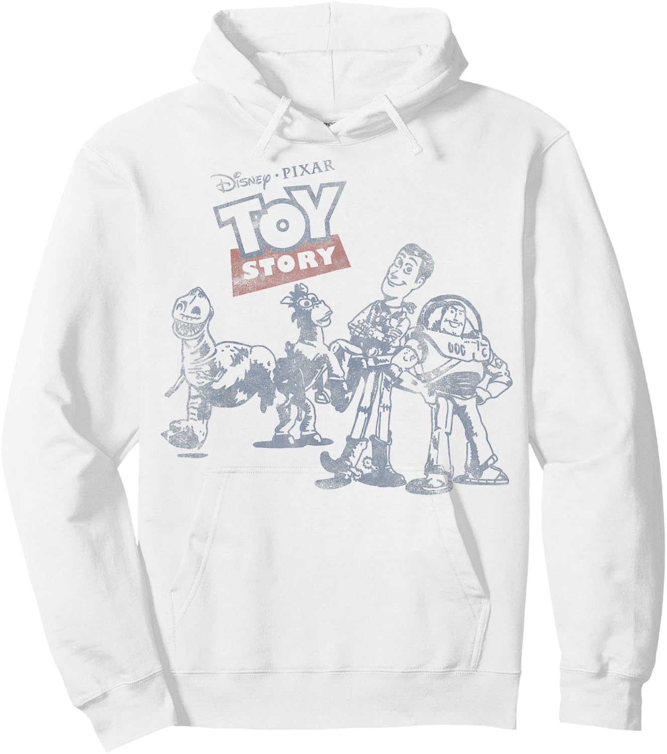 Disney Pixar Toy Story Group Shot Vintage Outlined Portrait Hoodie - Hoodie | White