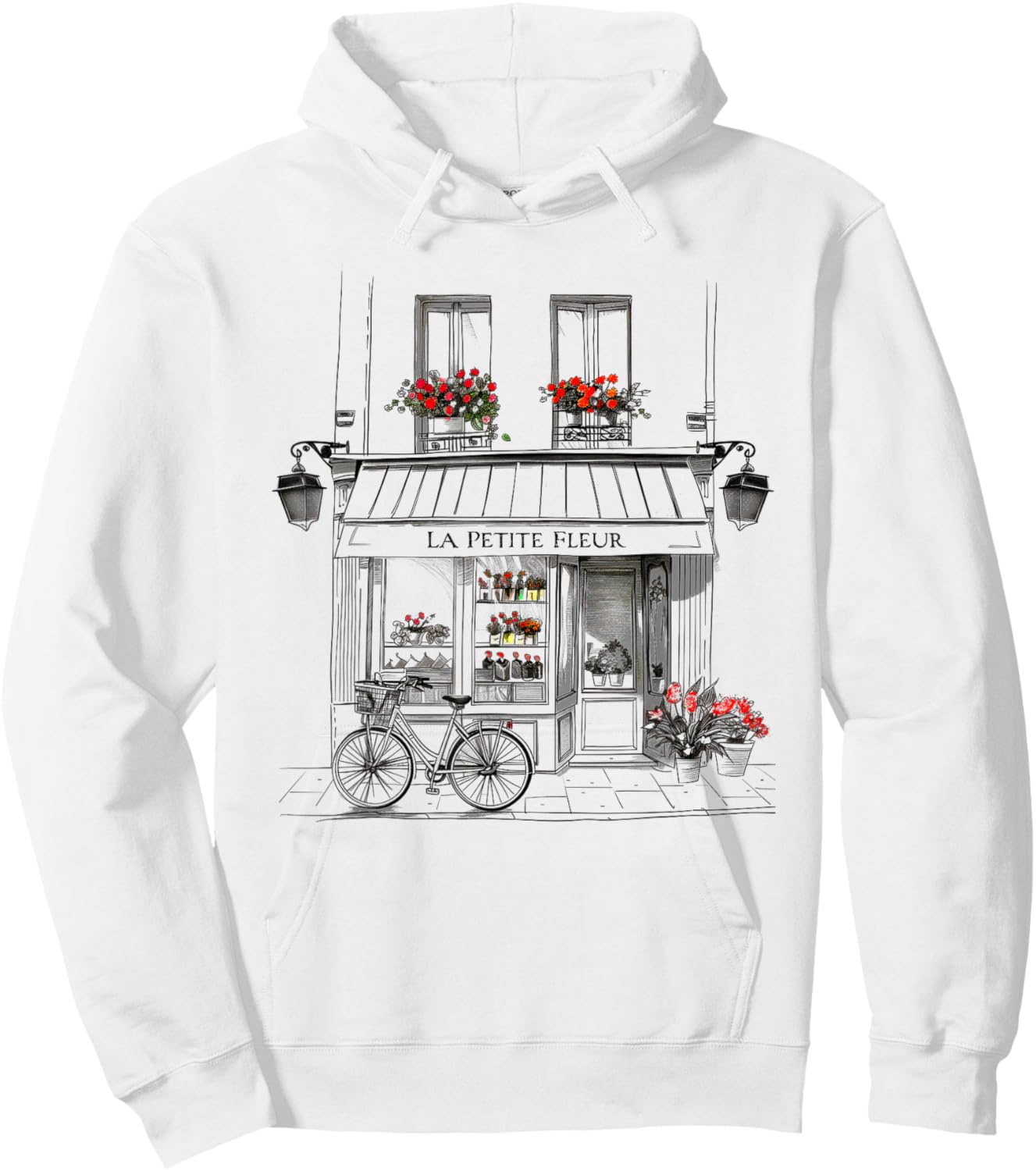 Cute French Flower Shop Paris France Line Drawing Souvenir Hoodie - Hoodie | White
