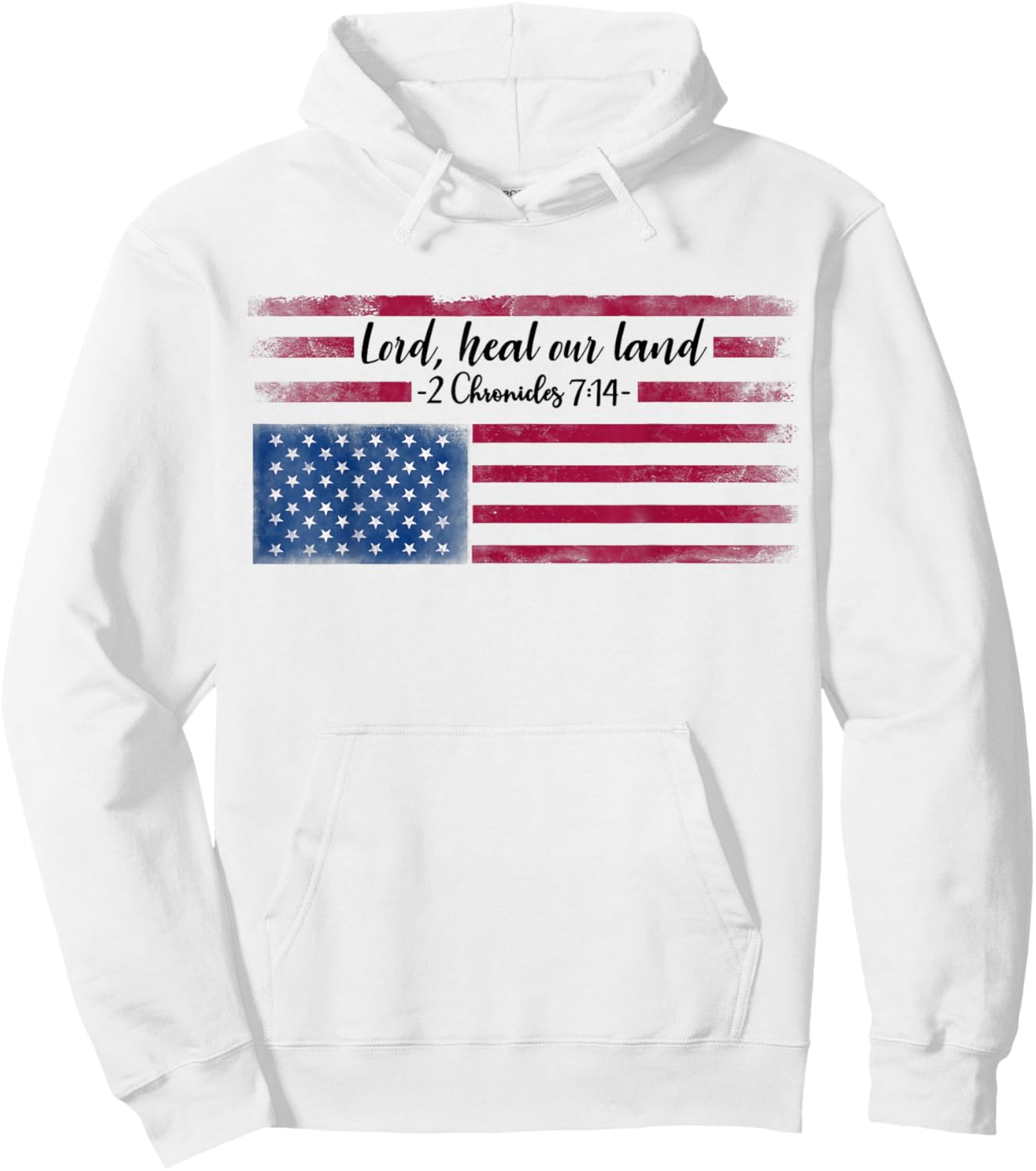 Distressed Upside Down American Flag Lord Heal our Land Women Men Hoodie - Hoodie | White