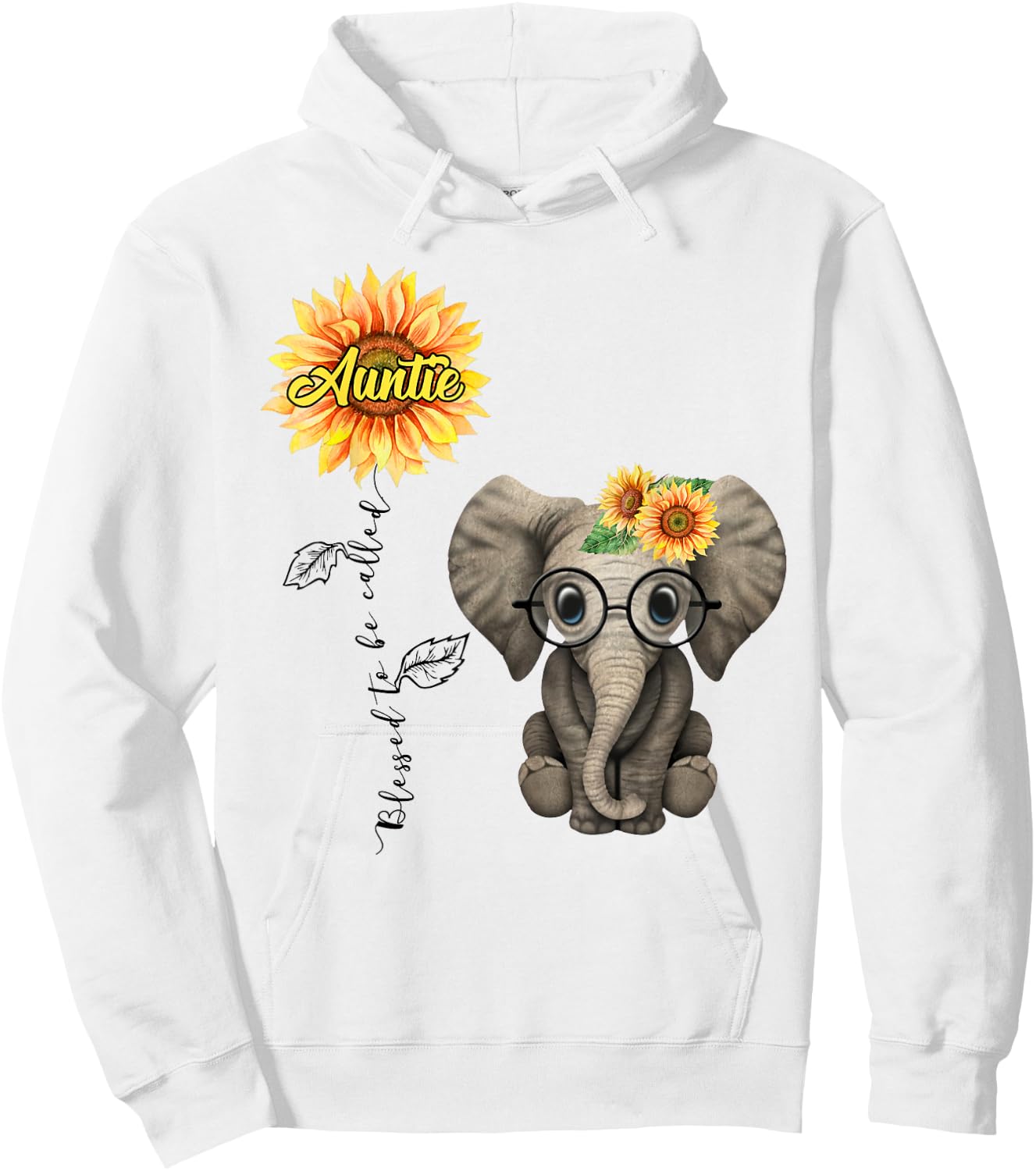Blessed To Be Called Auntie Hippie Elephant Aunt Gift Hoodie - Hoodie | White