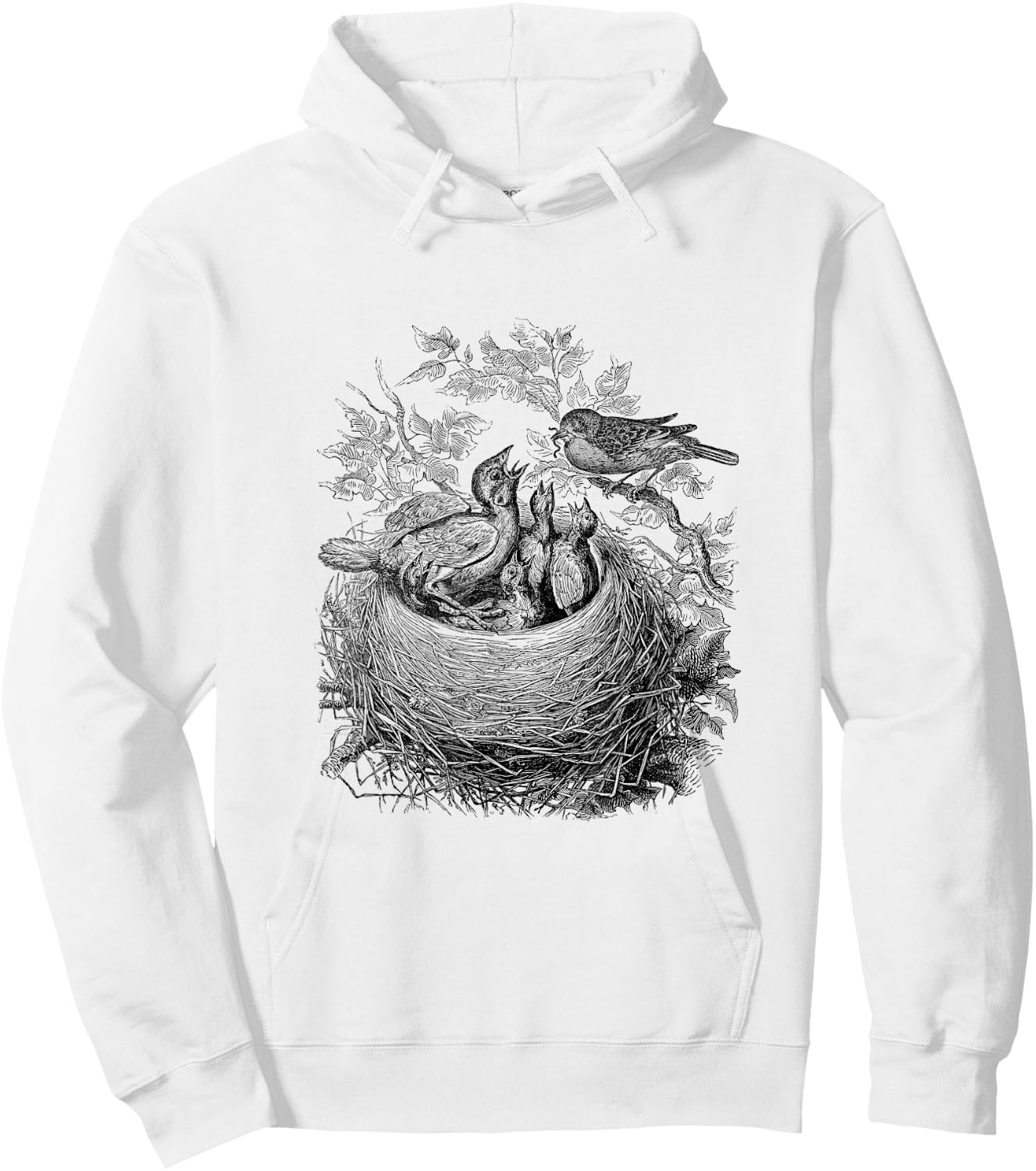 Baby Bird's Nest Print Hoodie - Hoodie | White