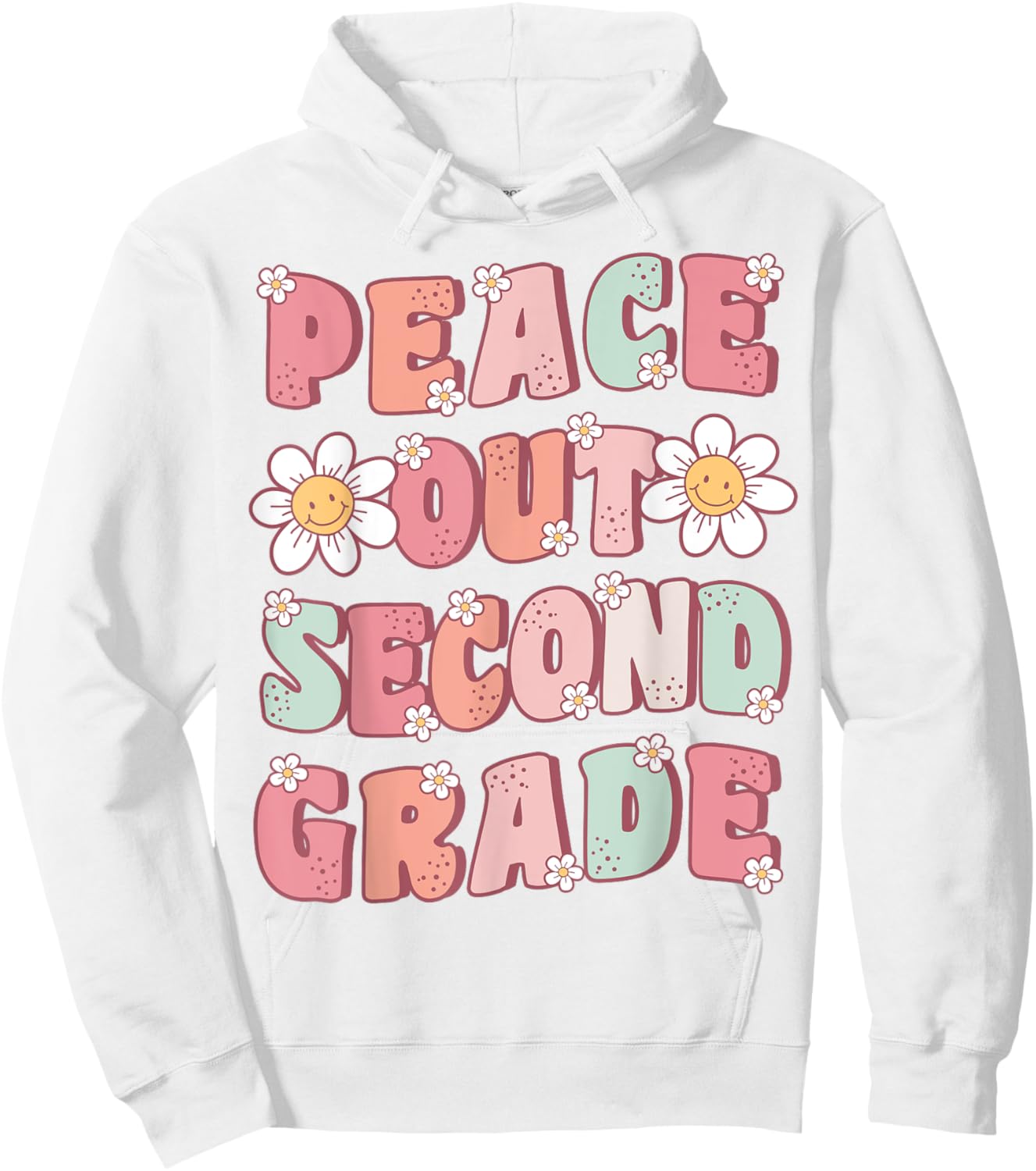 Peace Out Second Grade Cute Groovy Last Day of 2nd Grade Hoodie - Hoodie | White