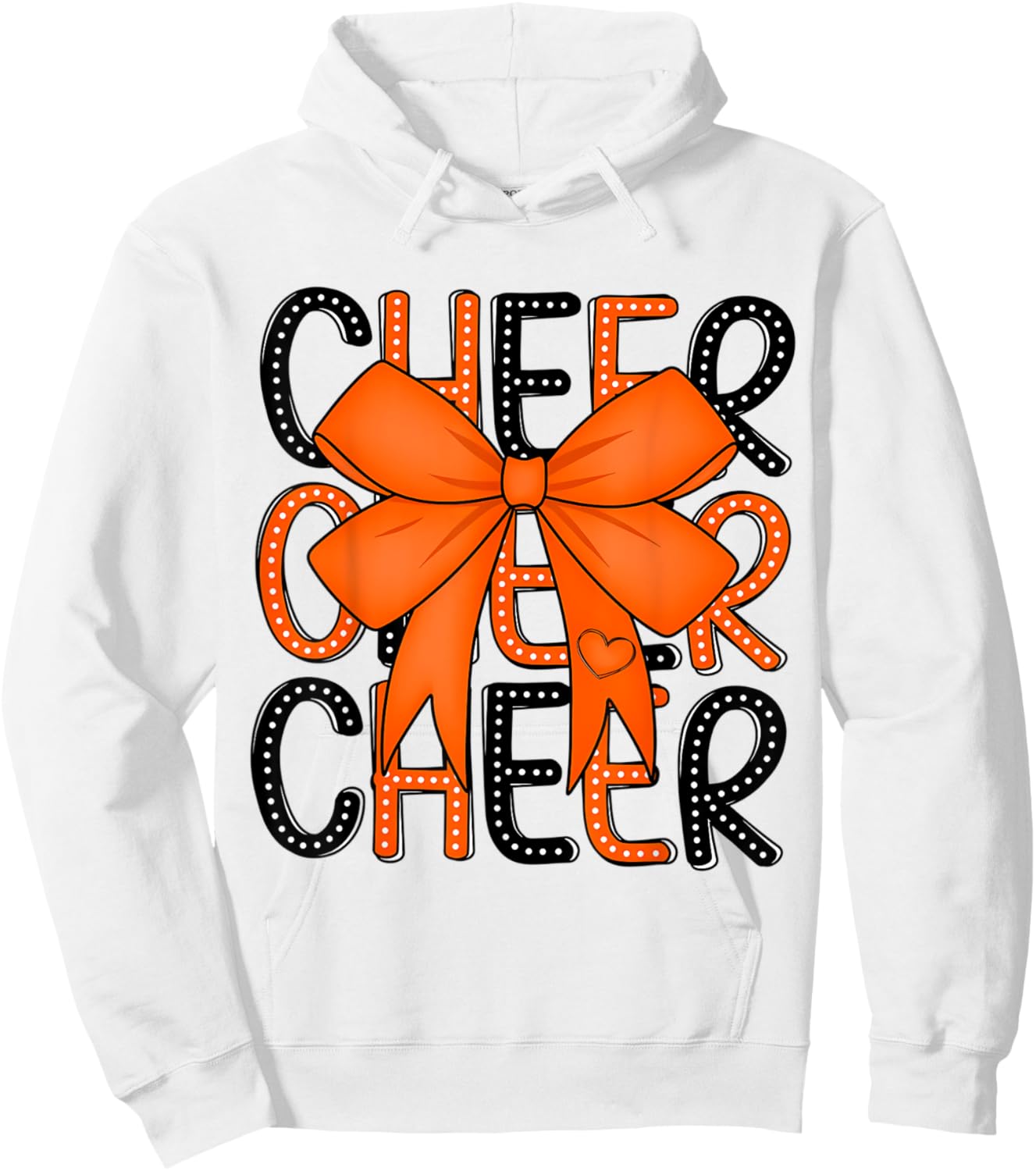 Cheerleading Coquette Bow Cheer Shirt Black Orange Team Hoodie - Hoodie | White