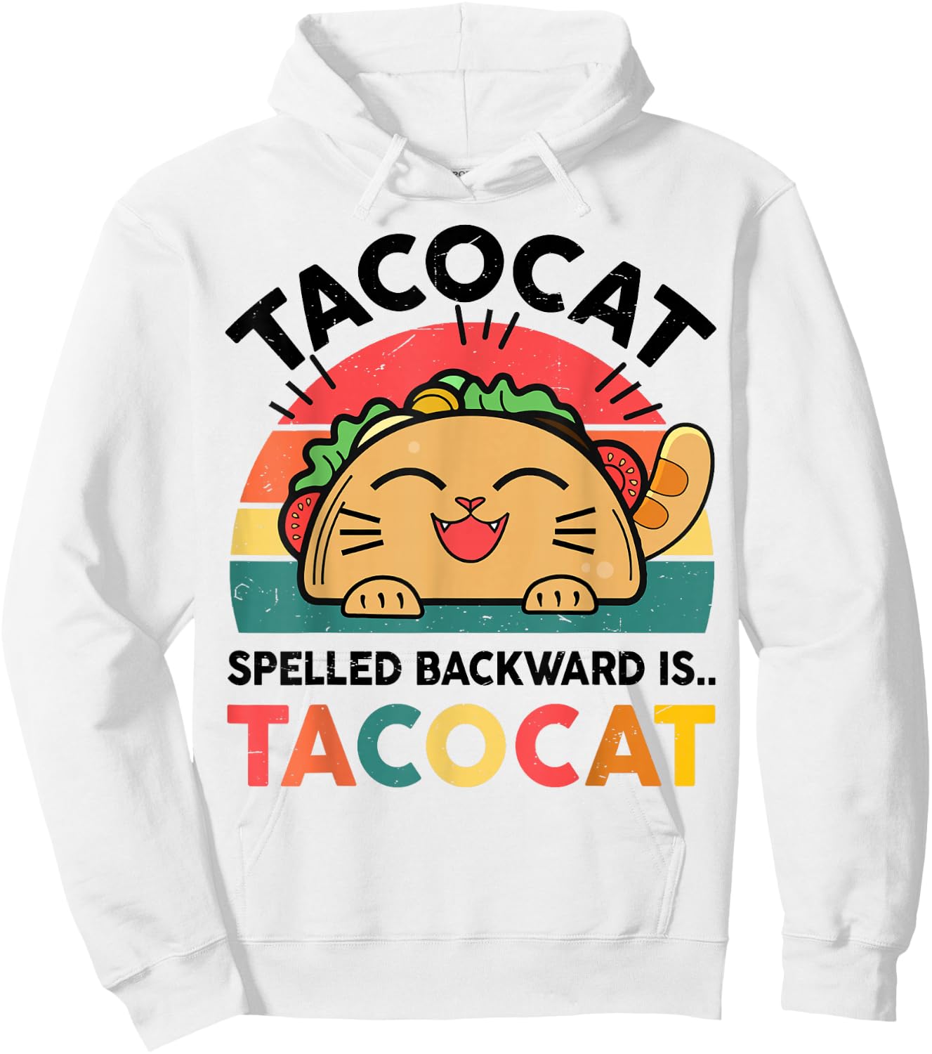 Kids Taco Cat Spelled Backward Funny Cat Lover Gift Boy Men Hoodie - Hoodie | White