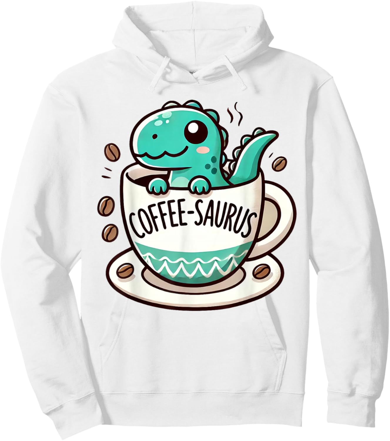 Coffee-Saurus Dinosaur Coffee Lover Art Hoodie - Hoodie | White