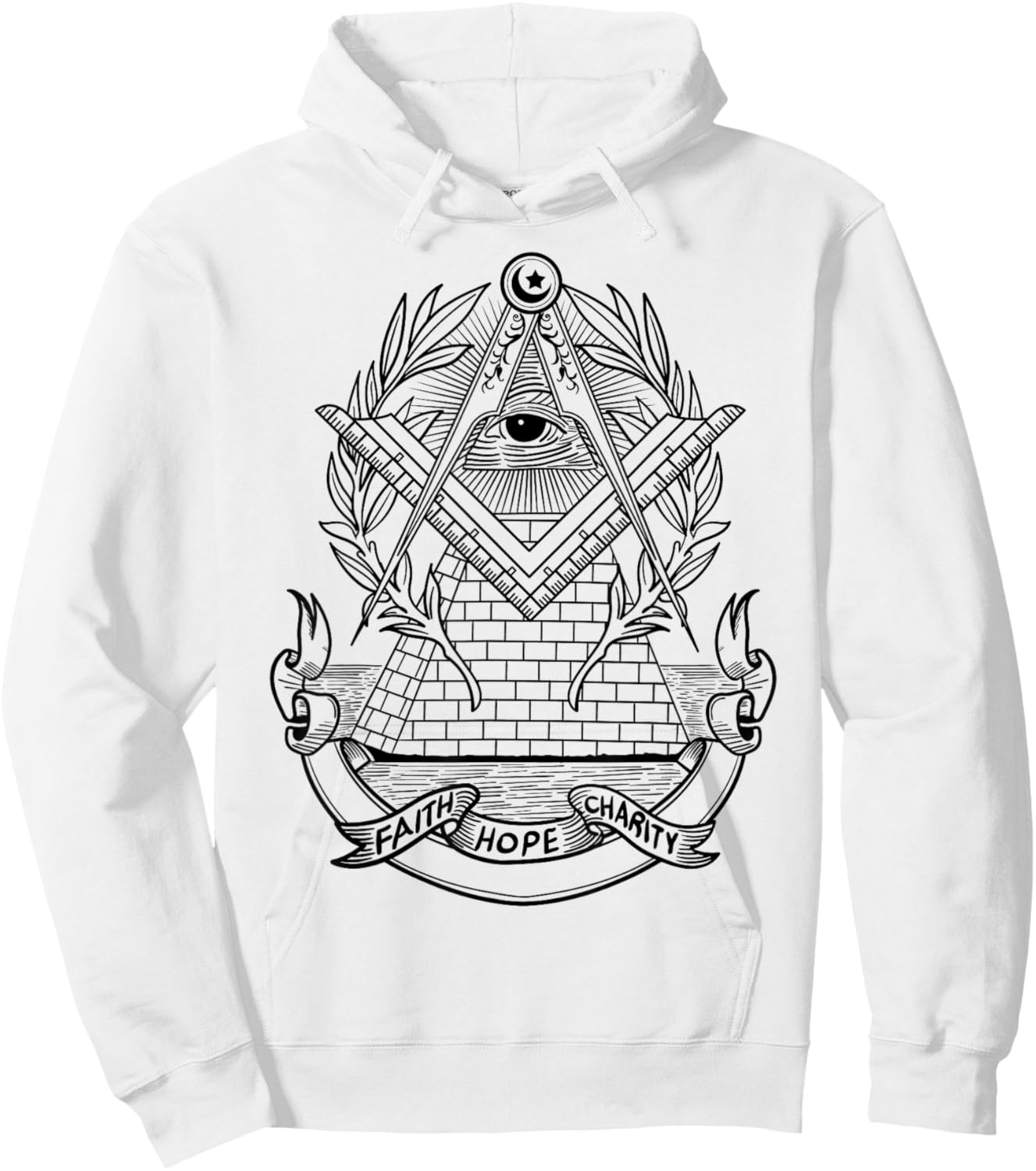 Freemason Emblem - All Seeing Eye - Faith Hope Charity Hoodie - Hoodie | White