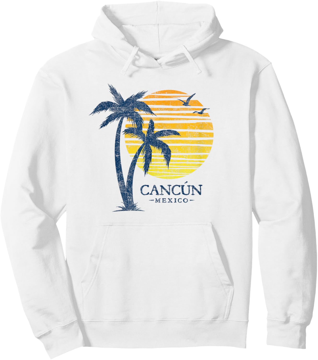 Cancun Mexico Souvenir Beach Sunset Vintage Hoodie - Hoodie | White