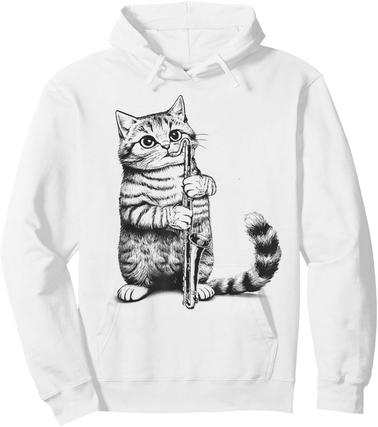 Cat Kitten Playing Bass Clarinet Player Bass Clarinetist Men Women Kids Hoodie - Hoodie | White
