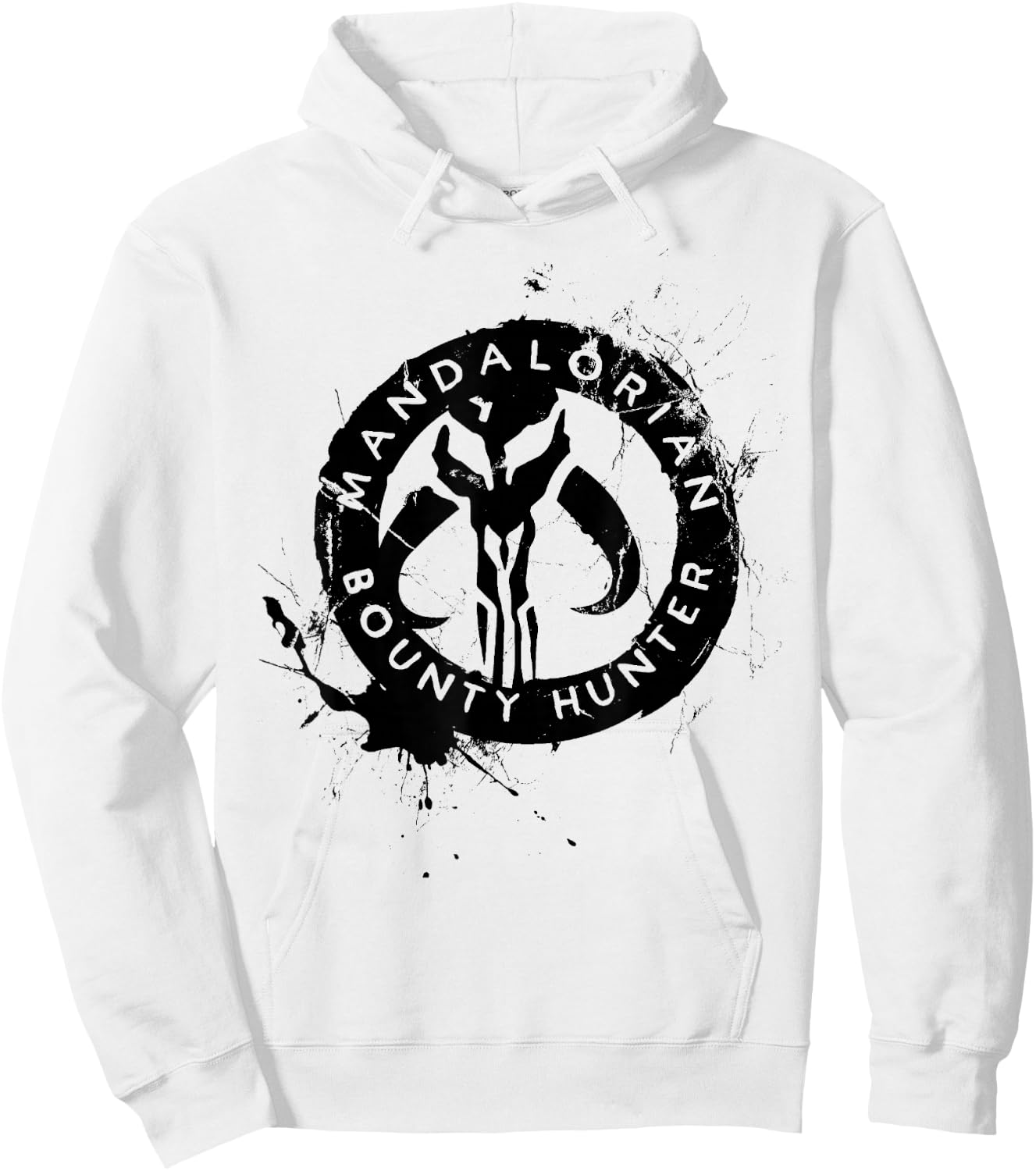 Star Wars The Mandalorian Bounty Hunter Splatter Logo Hoodie - Hoodie | White
