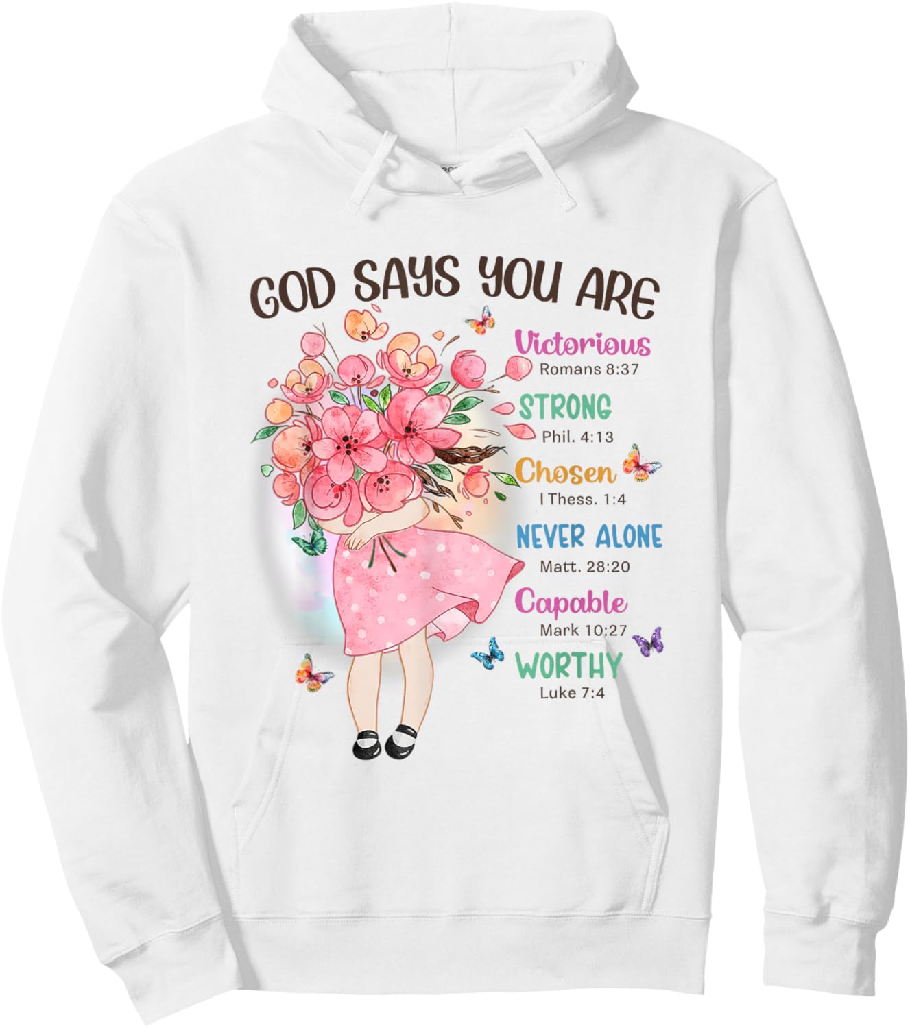 God Says You Are Flowers Girls Christian Bible Verse Kids Hoodie - Hoodie | White