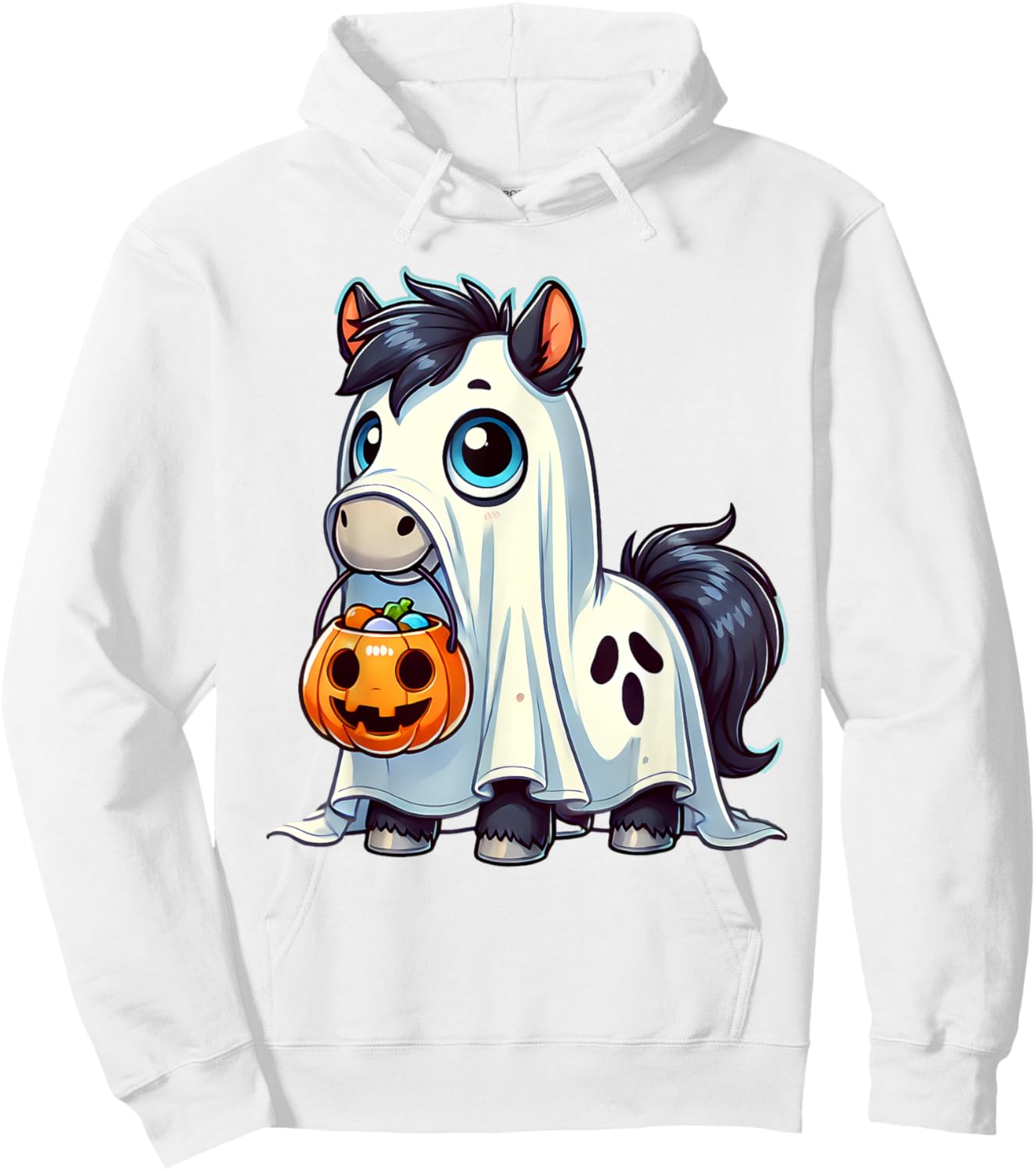 Horse Ghost Halloween Farm Animal Men Women Kids Hoodie - Hoodie | White