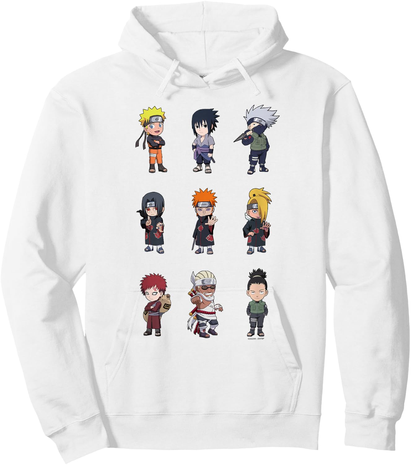 Naruto Shippuden Super Deformed Character Grid Anime Hoodie - Hoodie | White