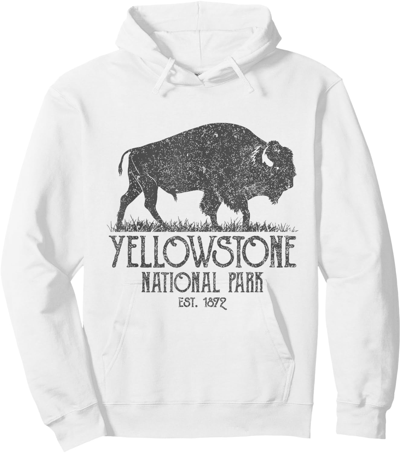 Vintage Yellowstone National Park Bison Buffalo Hoodie - Hoodie | White