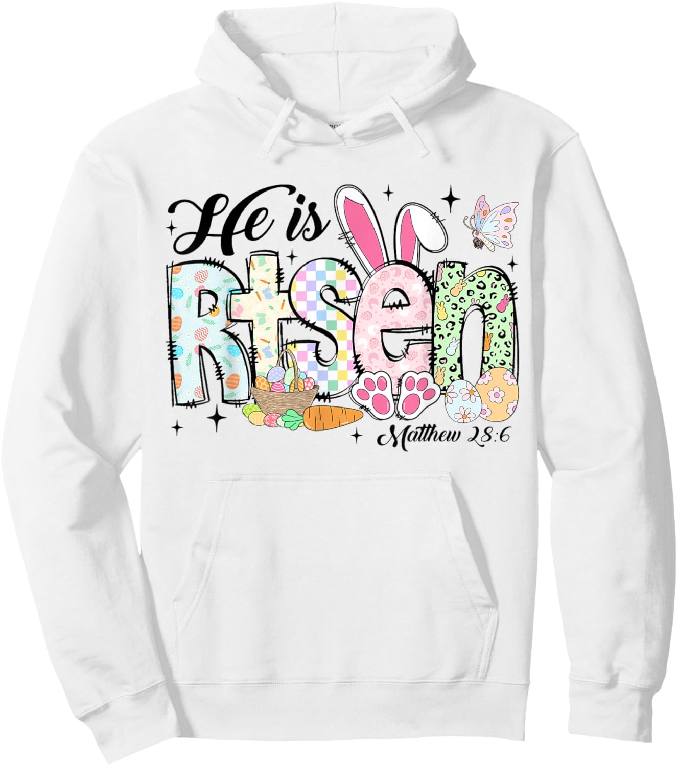 He is Risen Jesus Christian Happy Easter Kids Women Girls Hoodie - Hoodie | White
