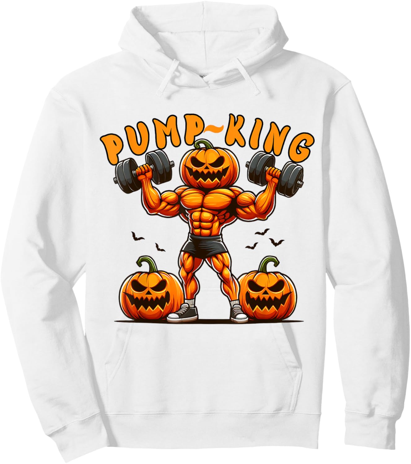 Funny Pump King Halloween Workout Lifting Pumpkin Gym Spooky Hoodie - Hoodie | White