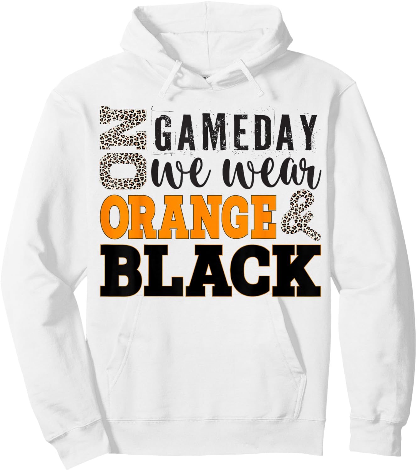 On Gameday Football We Wear Orange And Black Leopard Print Hoodie - Hoodie | White