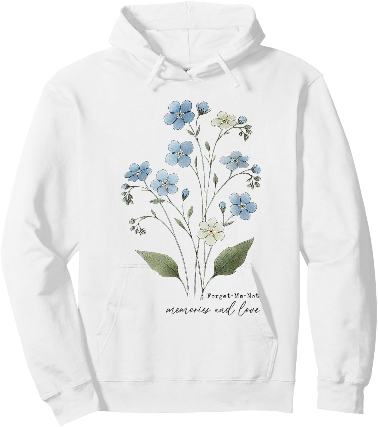 Vergissmeinnicht Blumendesign, elegante botanische Illustration Hoodie - Hoodie | White