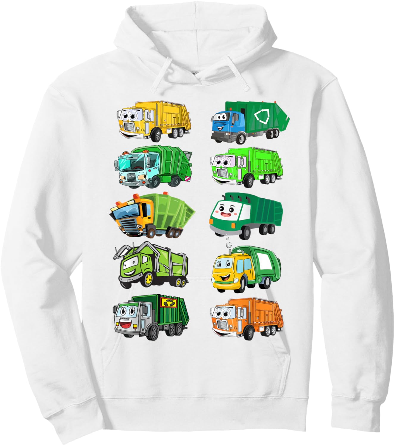 Kids Types of Garbage Truck Shirt Toddler Boy Funny Graphic Hoodie - Hoodie | White