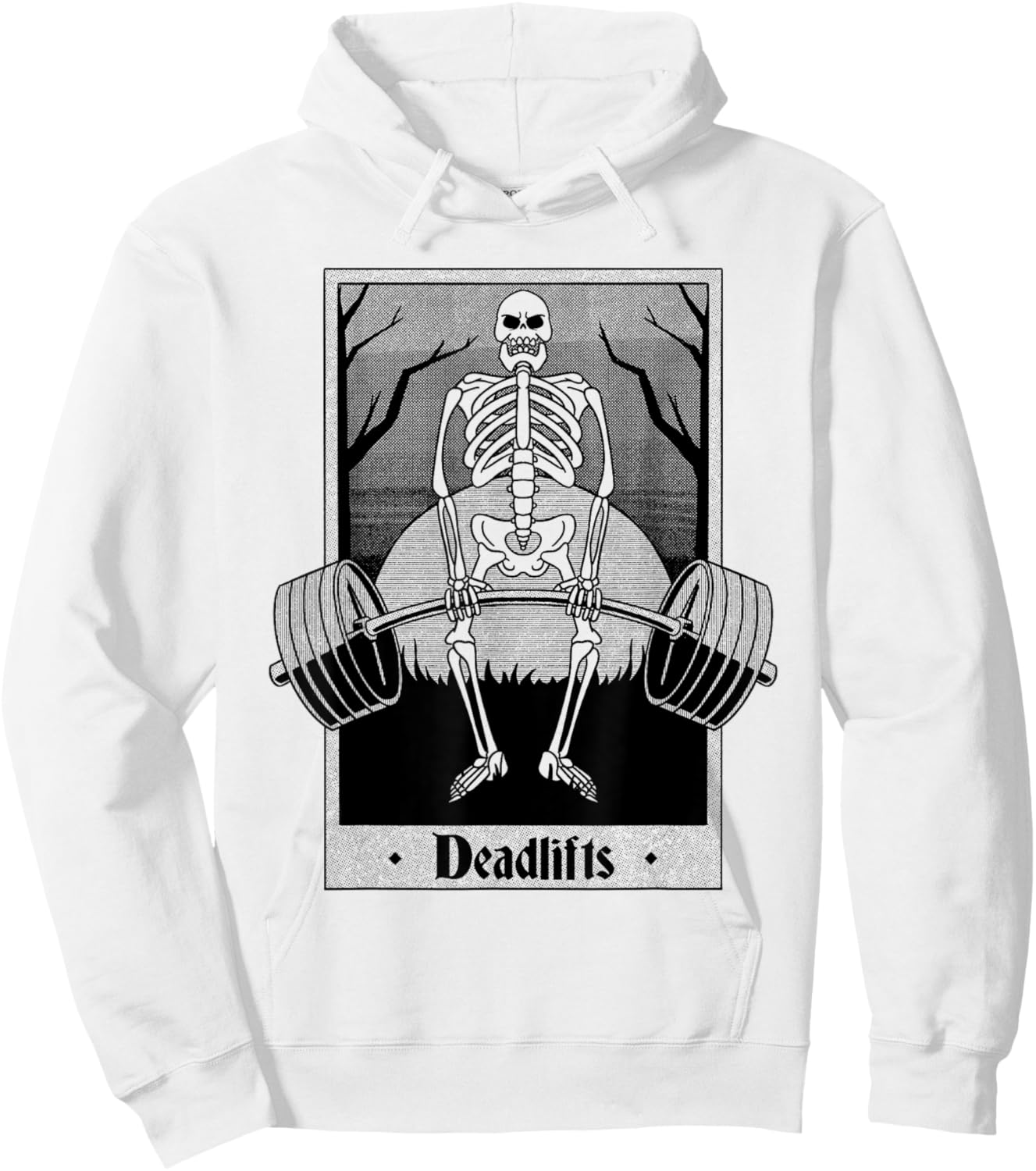 Funny Deadlifts Weightlifter Skeleton Halloween Gym Workout Hoodie - Hoodie | White