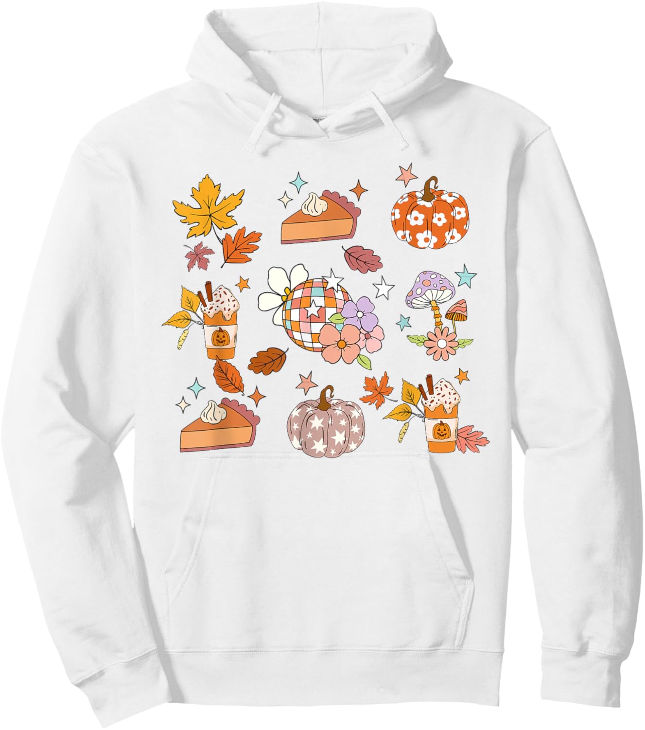 Retro Fall Groovy Fall Pumpkin Coffee Autumn Thanksgiving Hoodie - Hoodie | White
