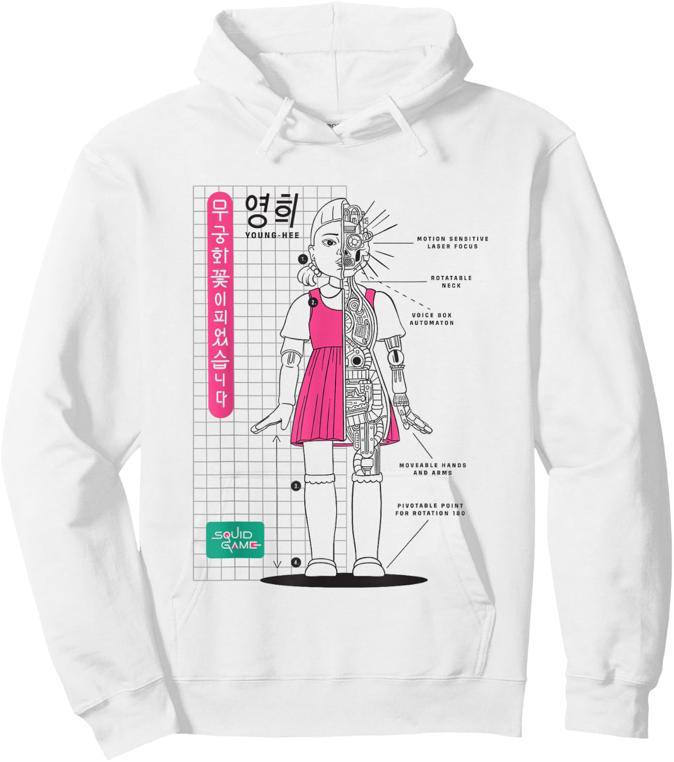 Squid Game 2 Young-Hee Giant Doll Schematics Hoodie - Hoodie | White